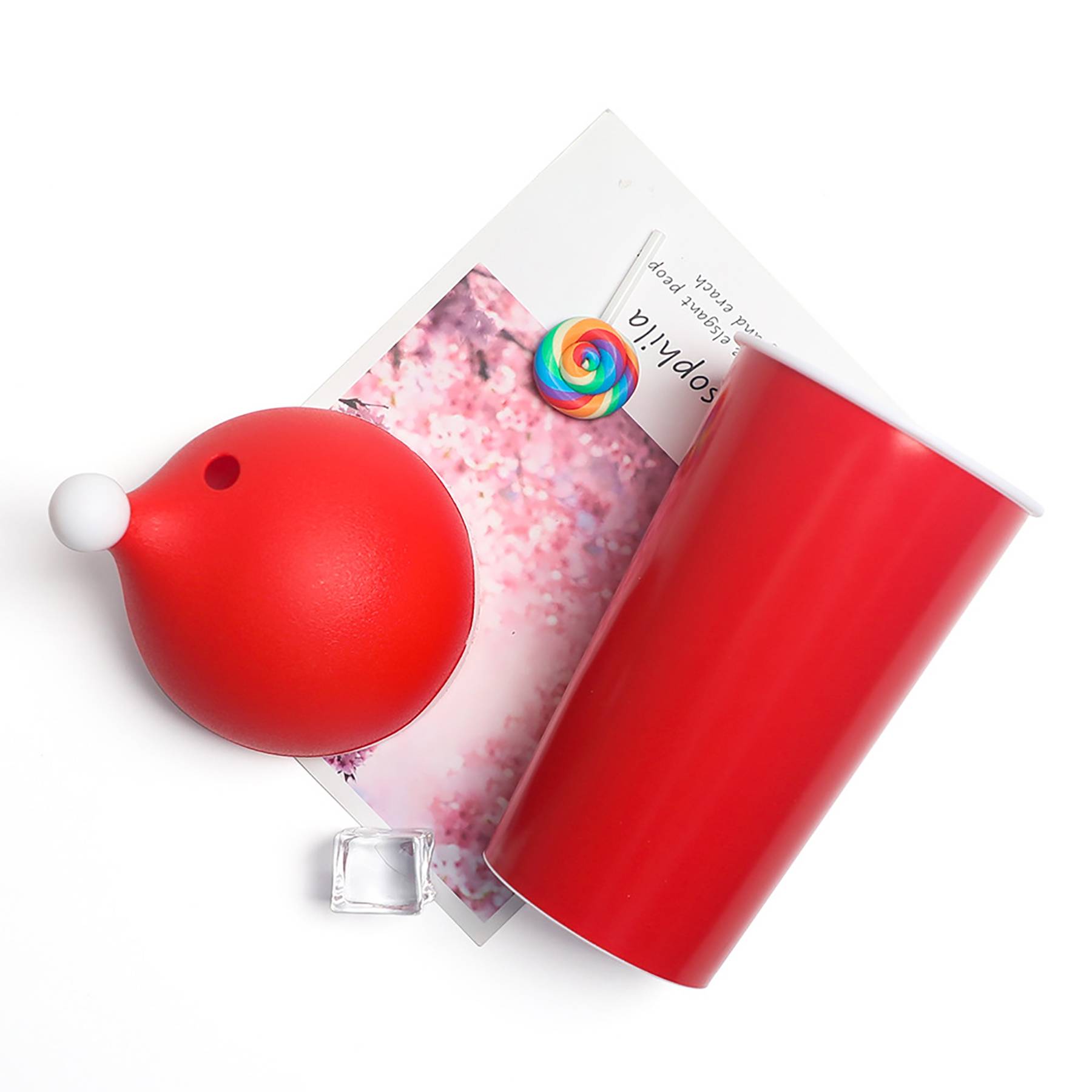 Customized Christmas Hat Straw Plastic Cup 4