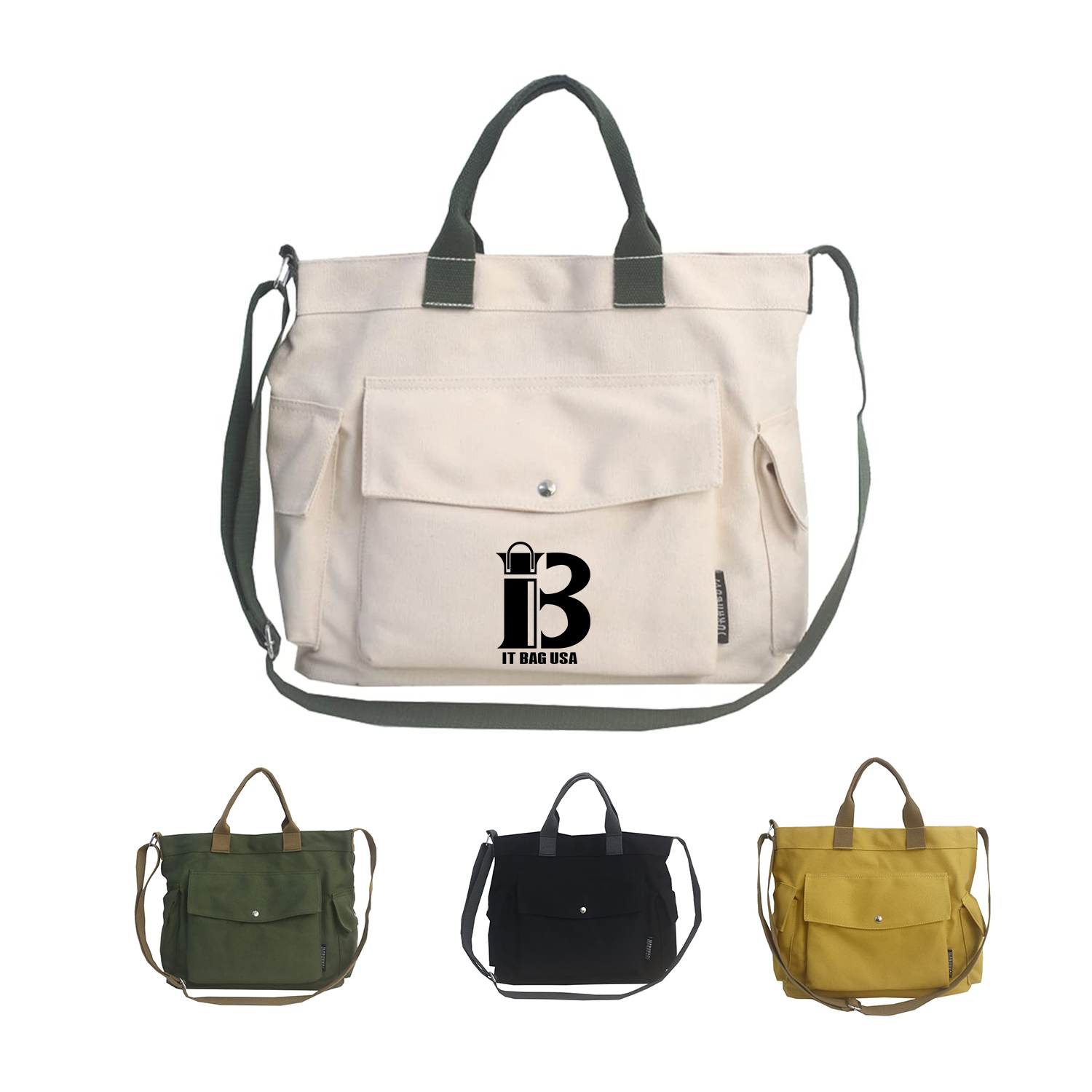 Canvas Tote Bag With Pockets For Women
