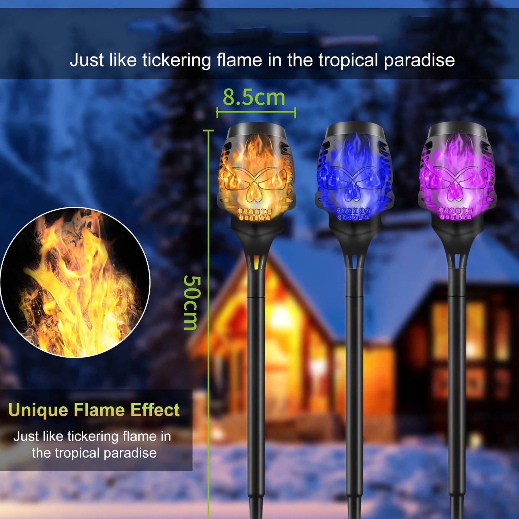 LED Solar Halloween Courtyard Flame Light 3
