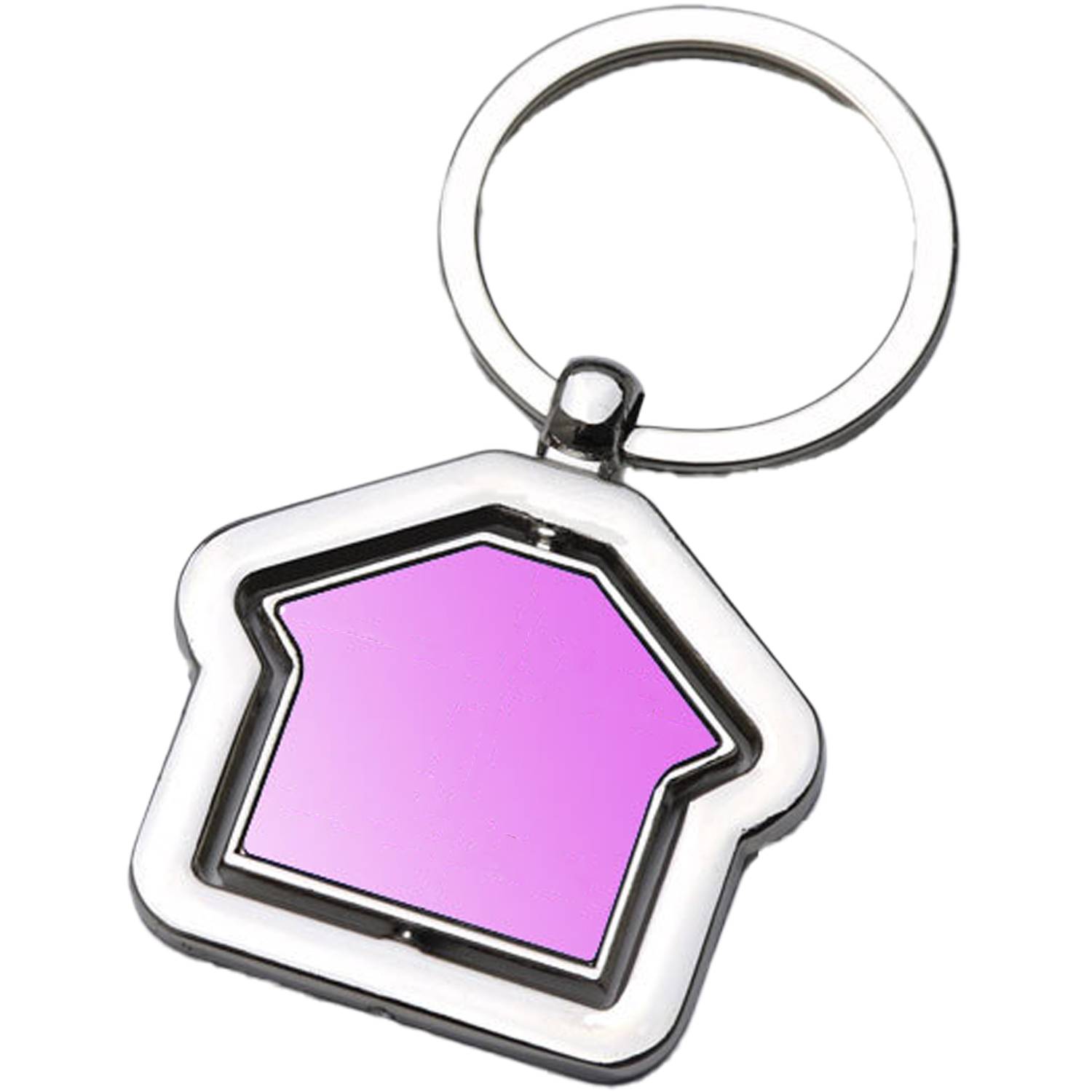 House-Shaped Double Sided Rotating Metal Keychain 5