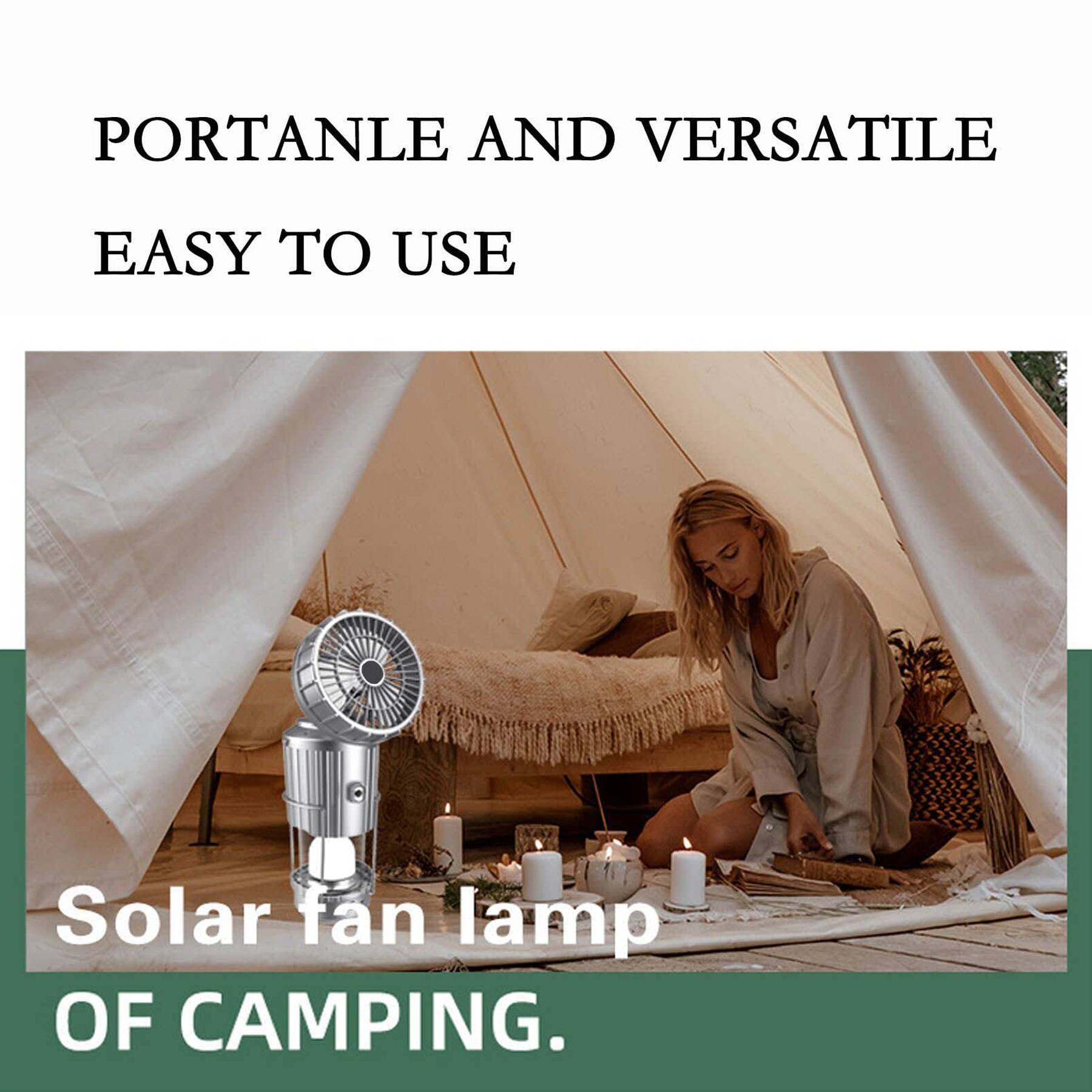 Solar & Battery Powered Camping Fan Lamp 5