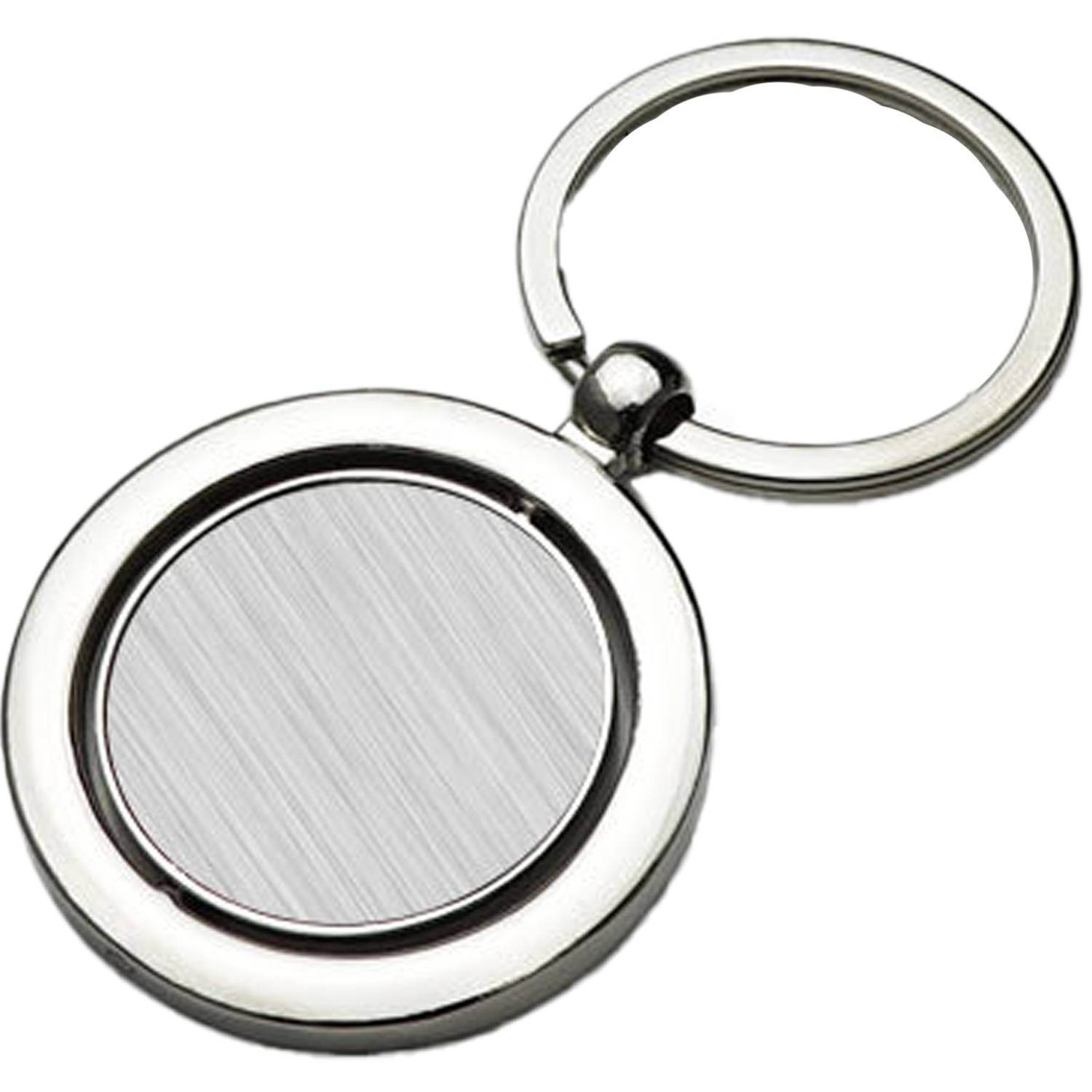 Round Rotatable Double Sided Rotating Metal Keychain 5