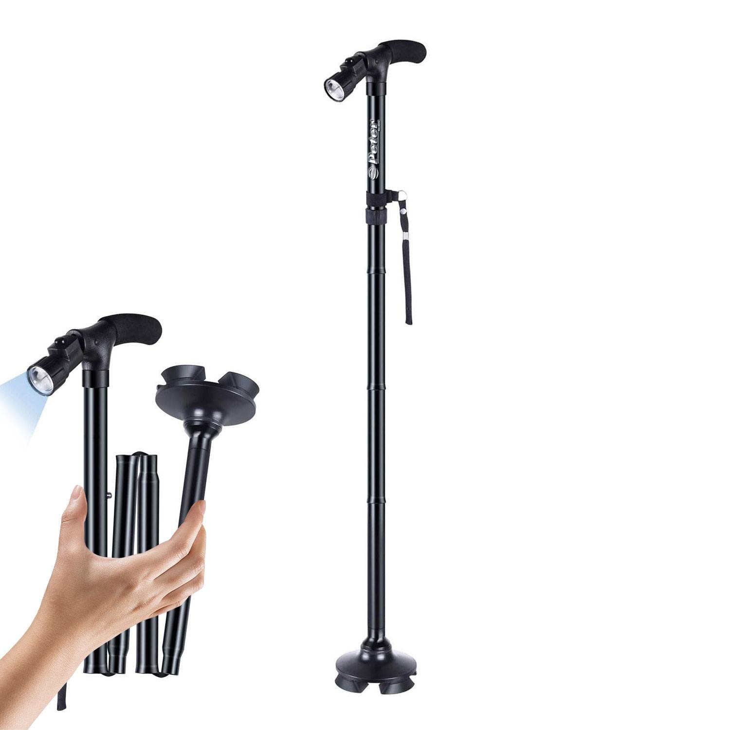Adjustable Potrable Non-Slip LED Folding Walking Cane