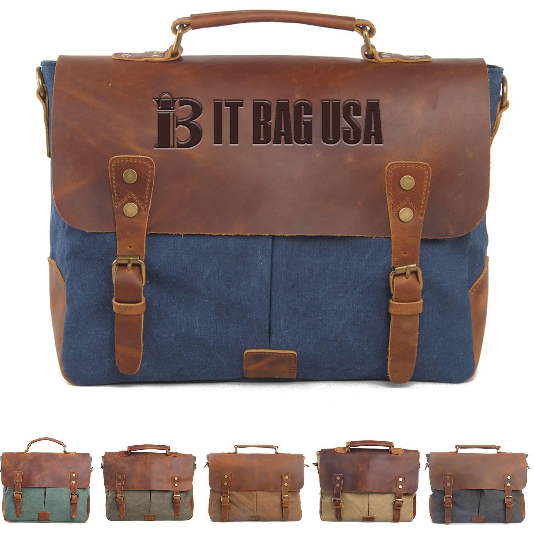 Canvas with leather Messenger bag