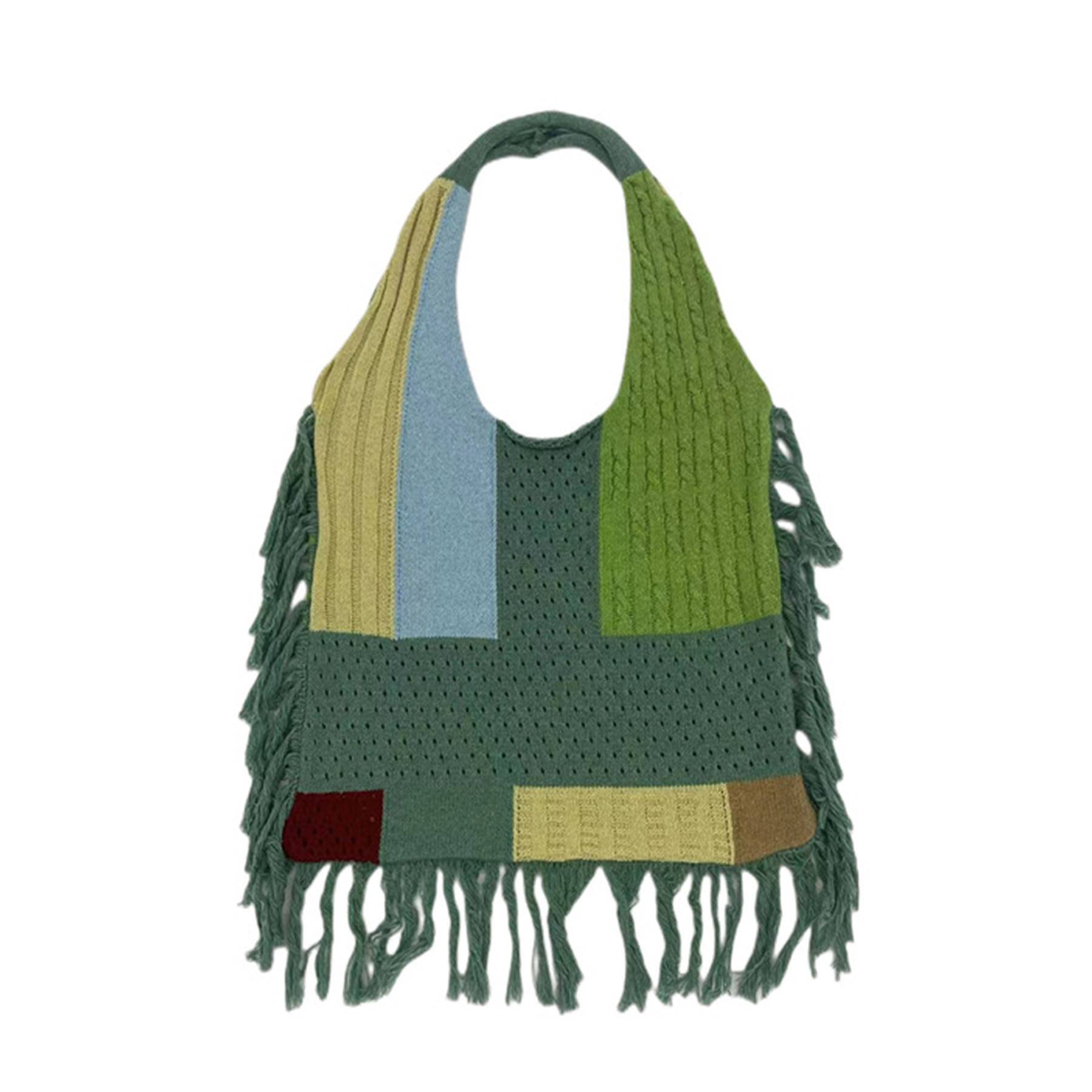 Polyester Multi-colored Knitted Tote Bag 6