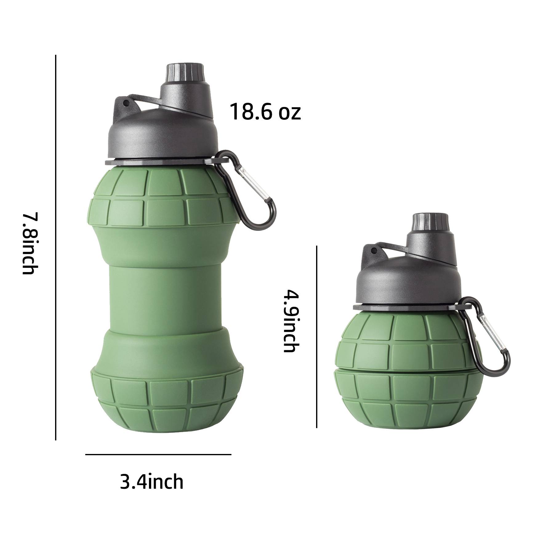 18.6oz Silicone Grenade Folding bottle 2