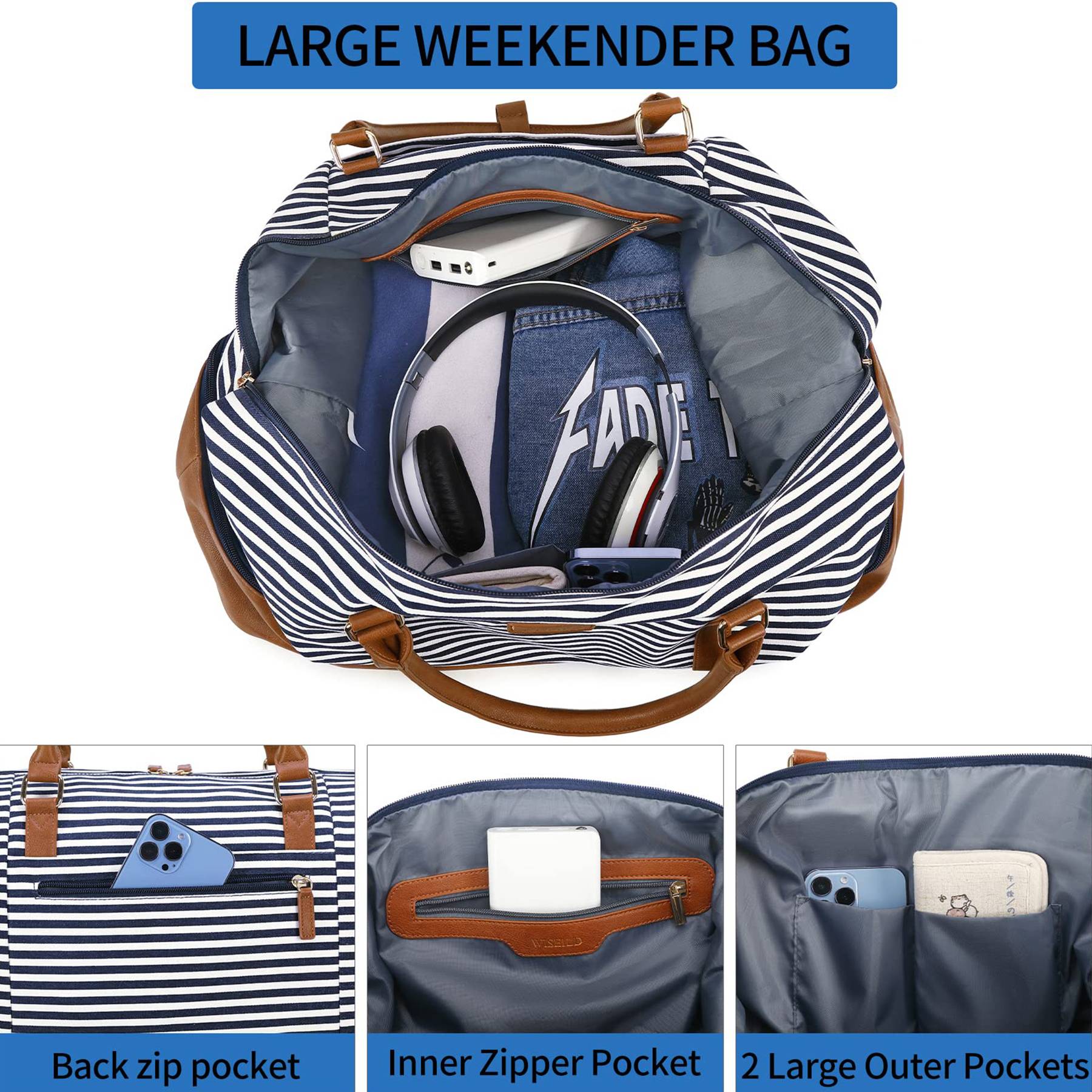 3in1 Polyester Travel Duffle Bag Set with Shoe Compartment 9
