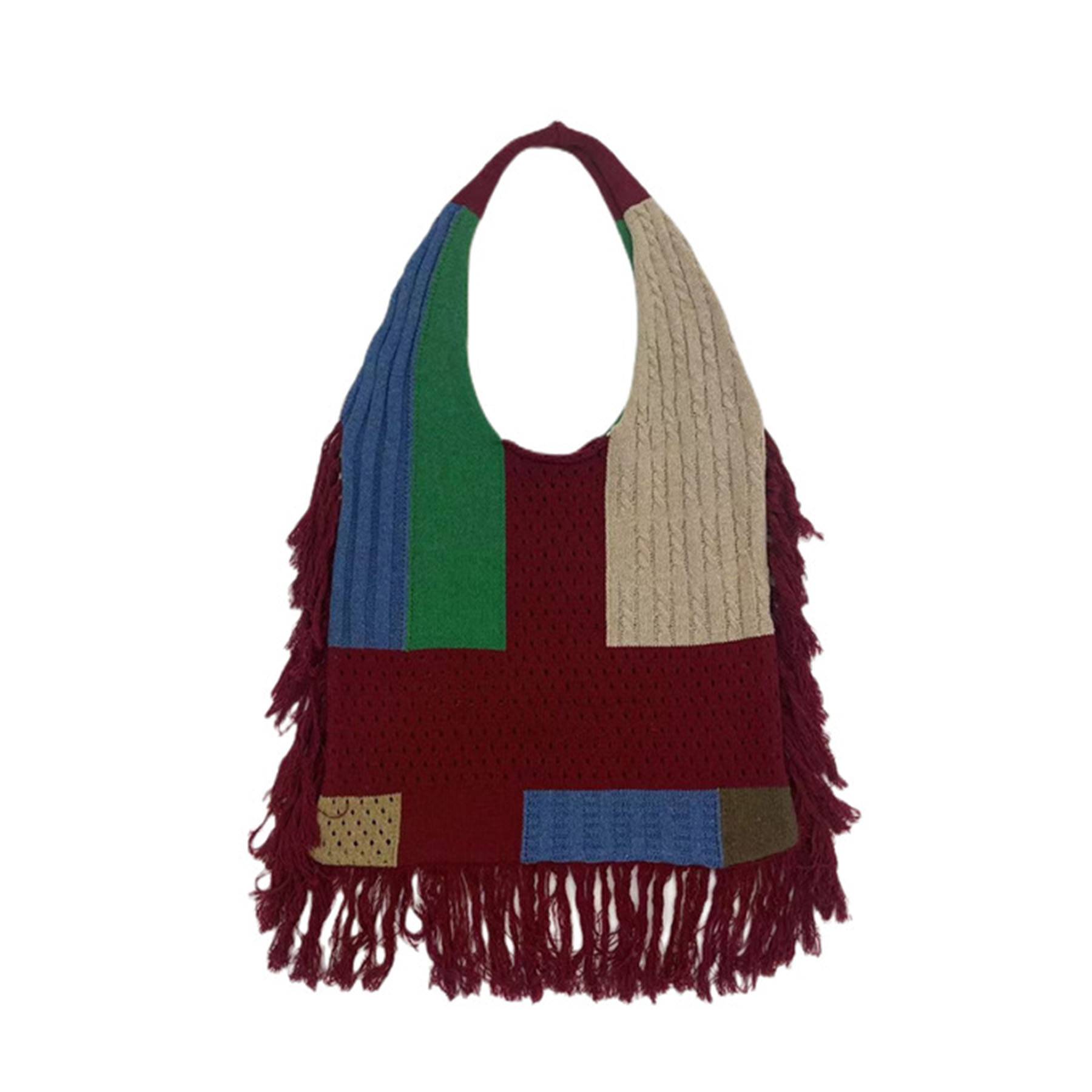Polyester Multi-colored Knitted Tote Bag 5