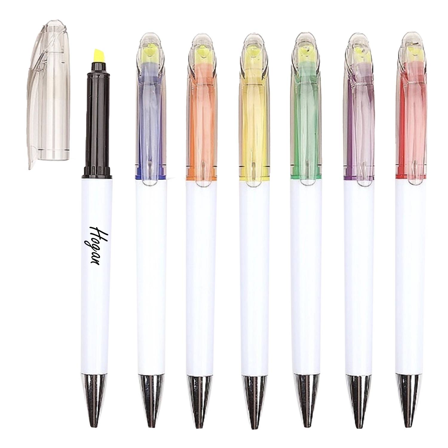 Plastic turn color highlighter ballpoint pen