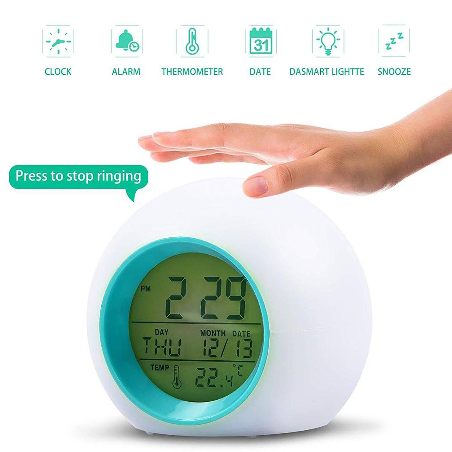 Kids 7-Color Changing Alarm Clock w/ Natural Sounds 5