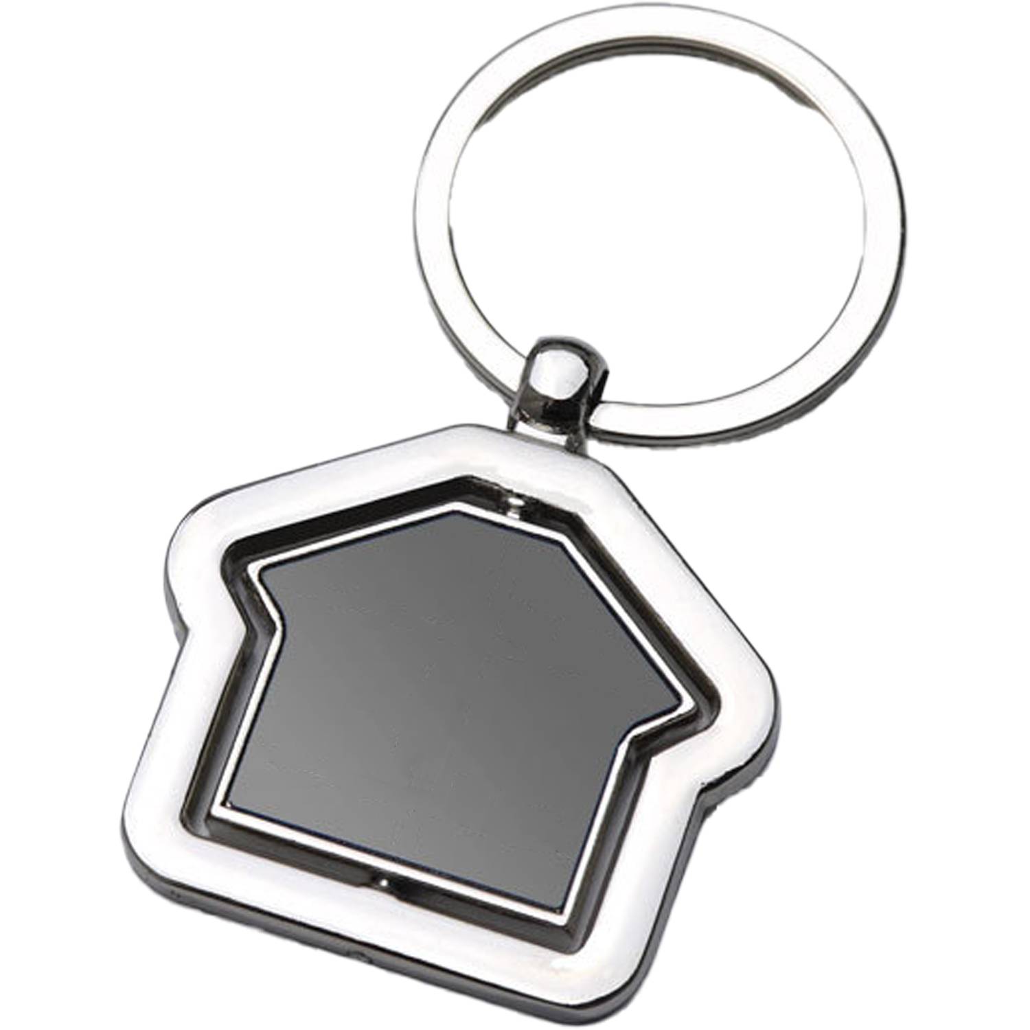 House-Shaped Double Sided Rotating Metal Keychain 4