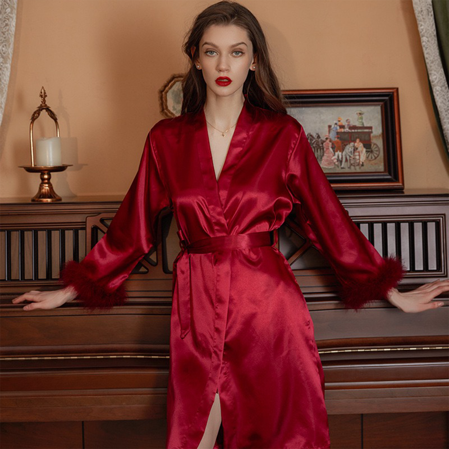 Women's Simulated Silk Feather Nightgown 2