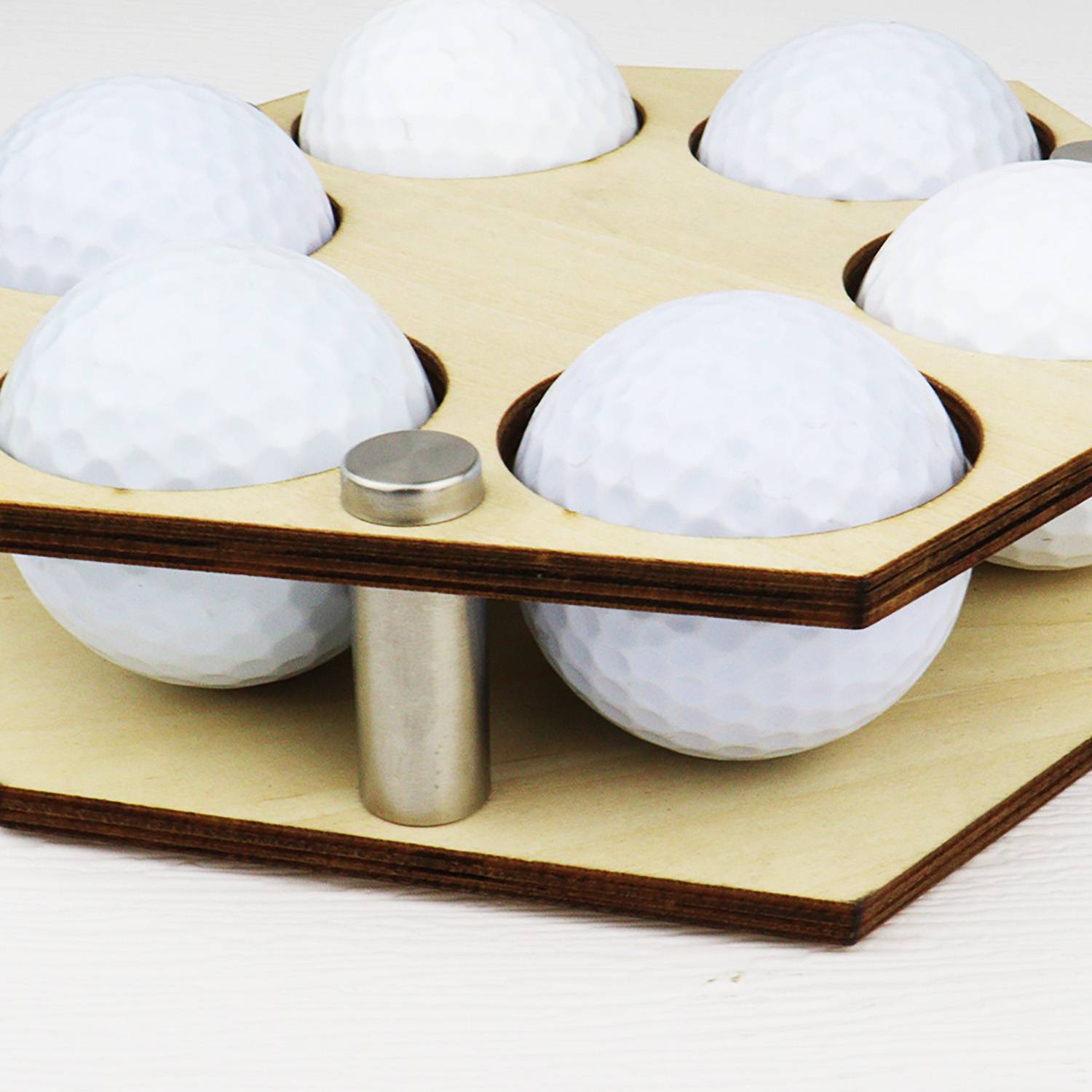 Wooden Hexagon Golf Ball Display Holder 7