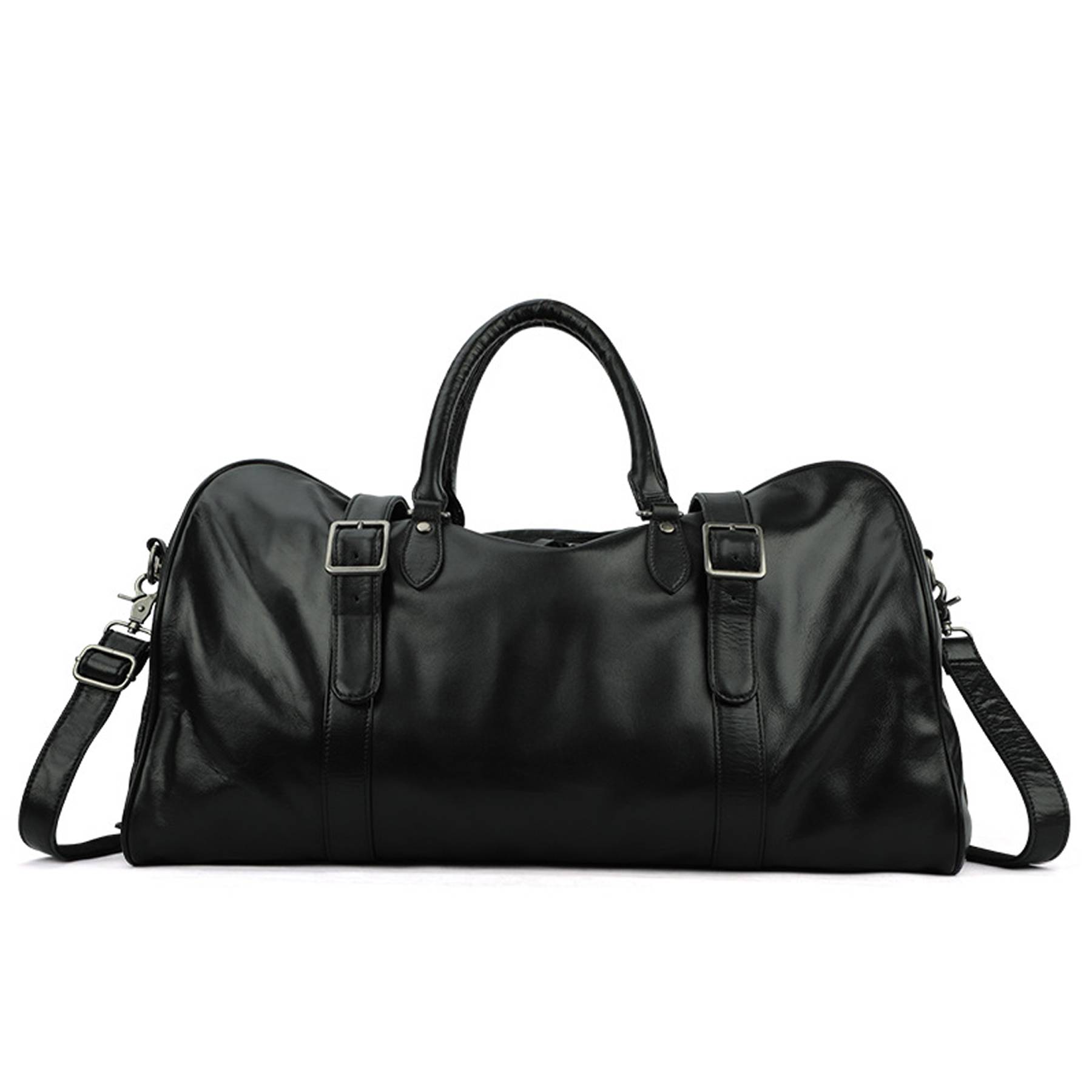 Oversized Genuine Leather Travel Duffel Bag With Shoe Pouch 3