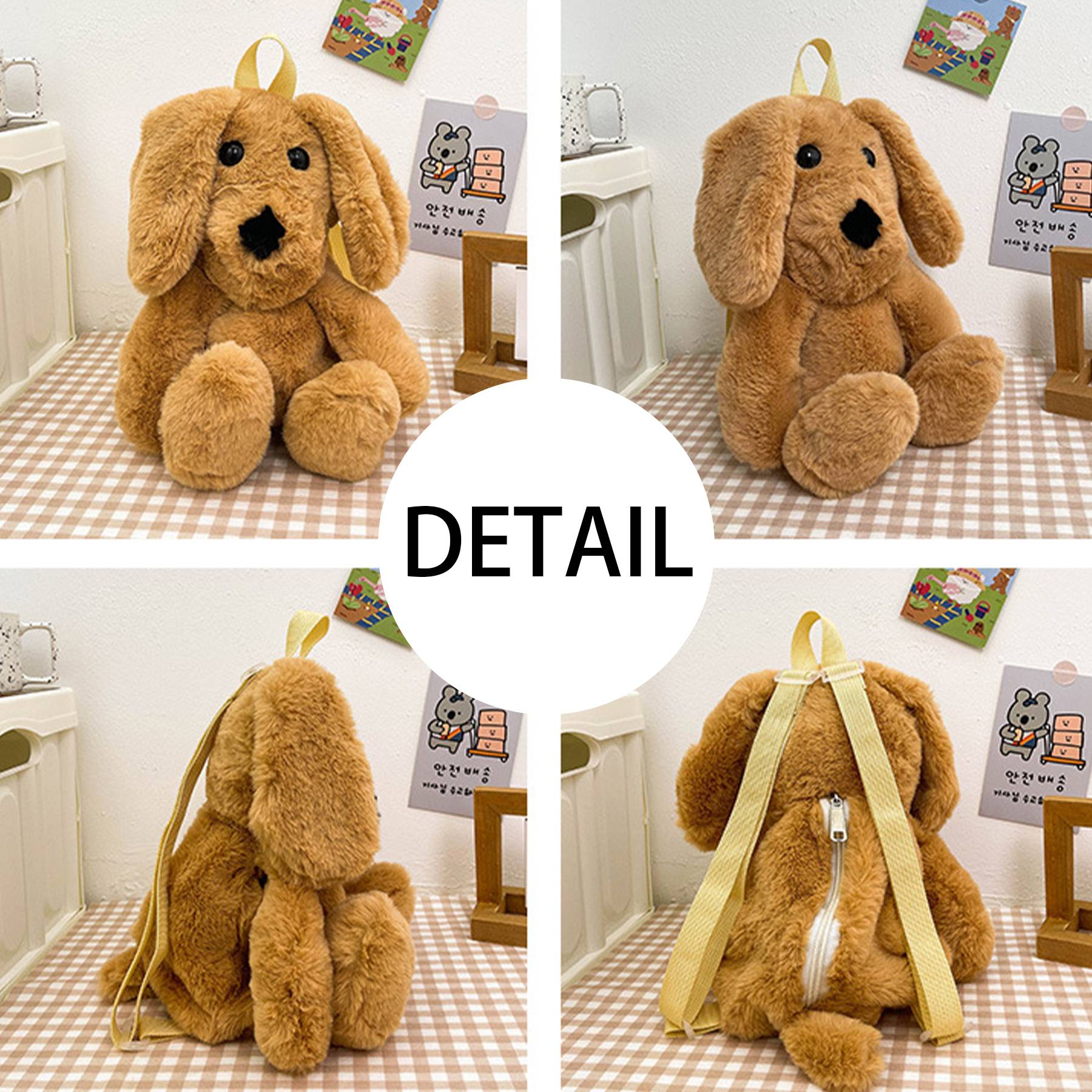 Cotton Plush puppet dog backpack for kids 4