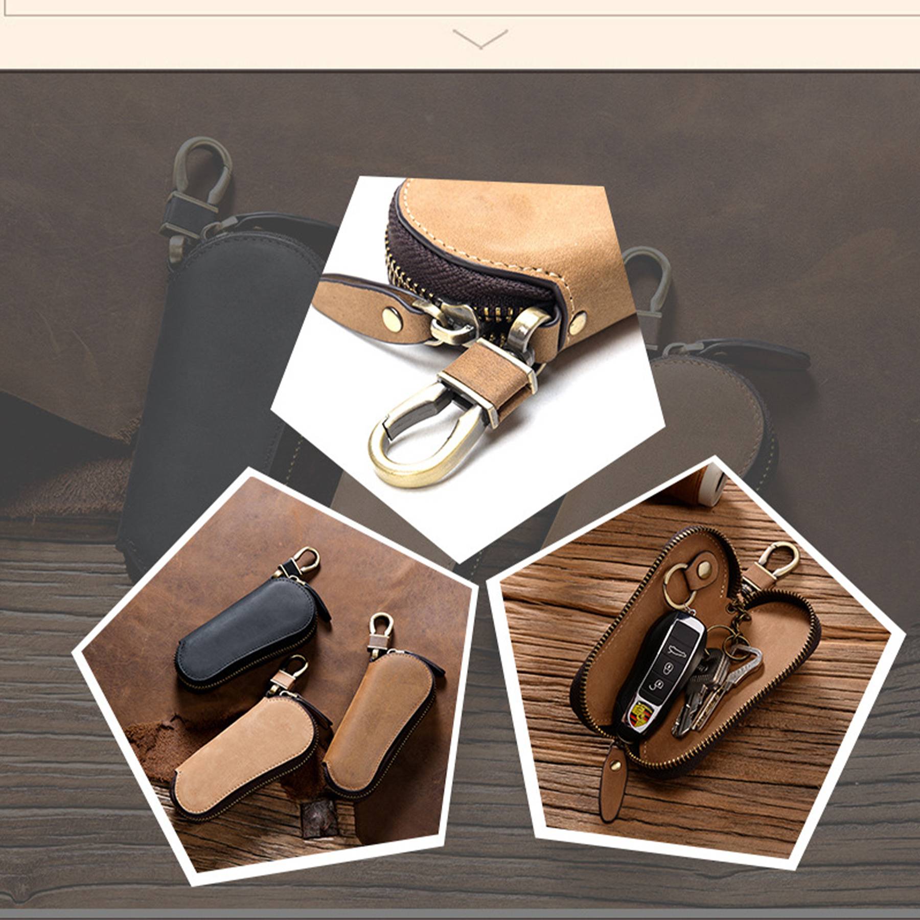 Genuine Leather Multifunctional Universal Motors Key Pack 5