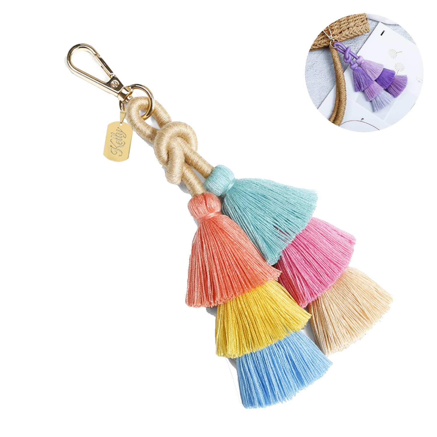Handmade Cotton Tassel Bag Charm Pendant Keychain 1