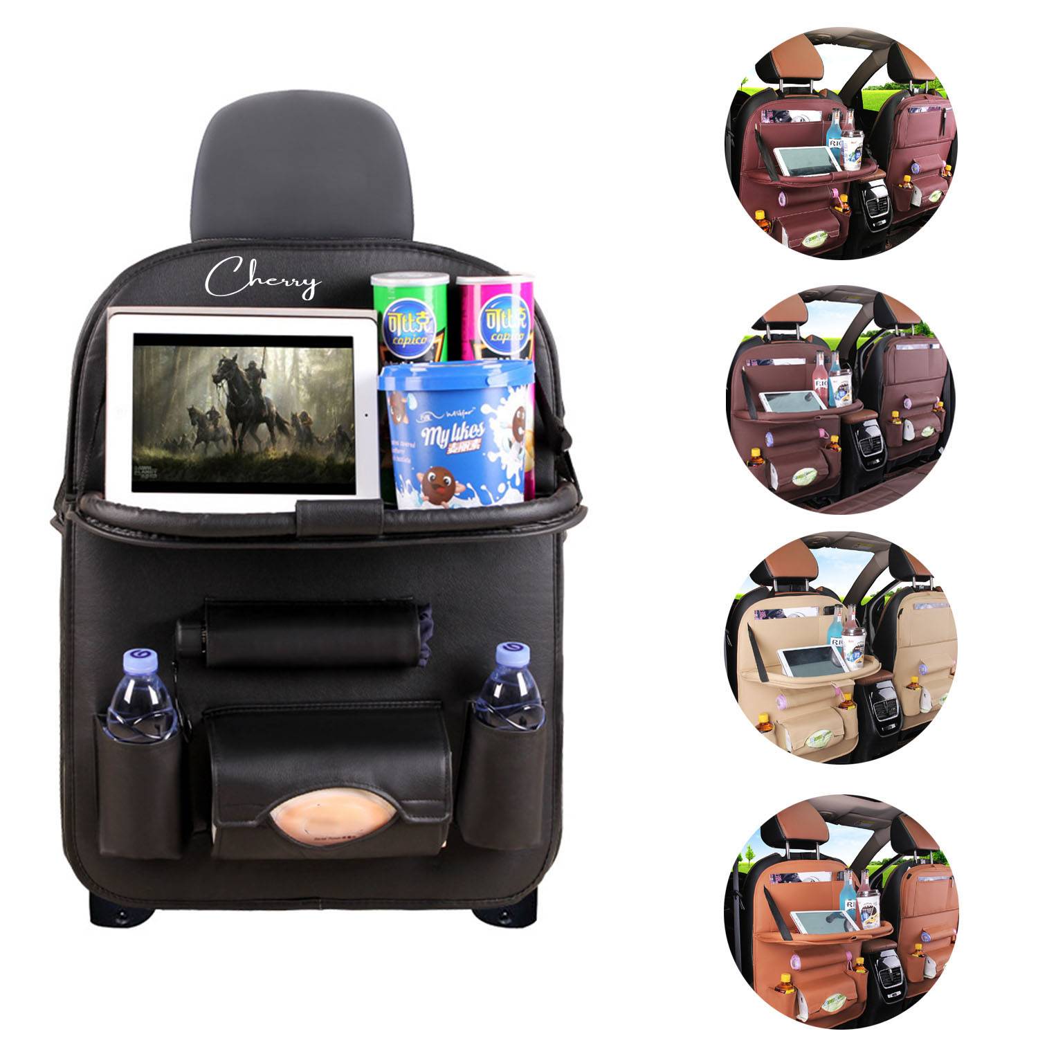PU Leather car seat back storage bag
