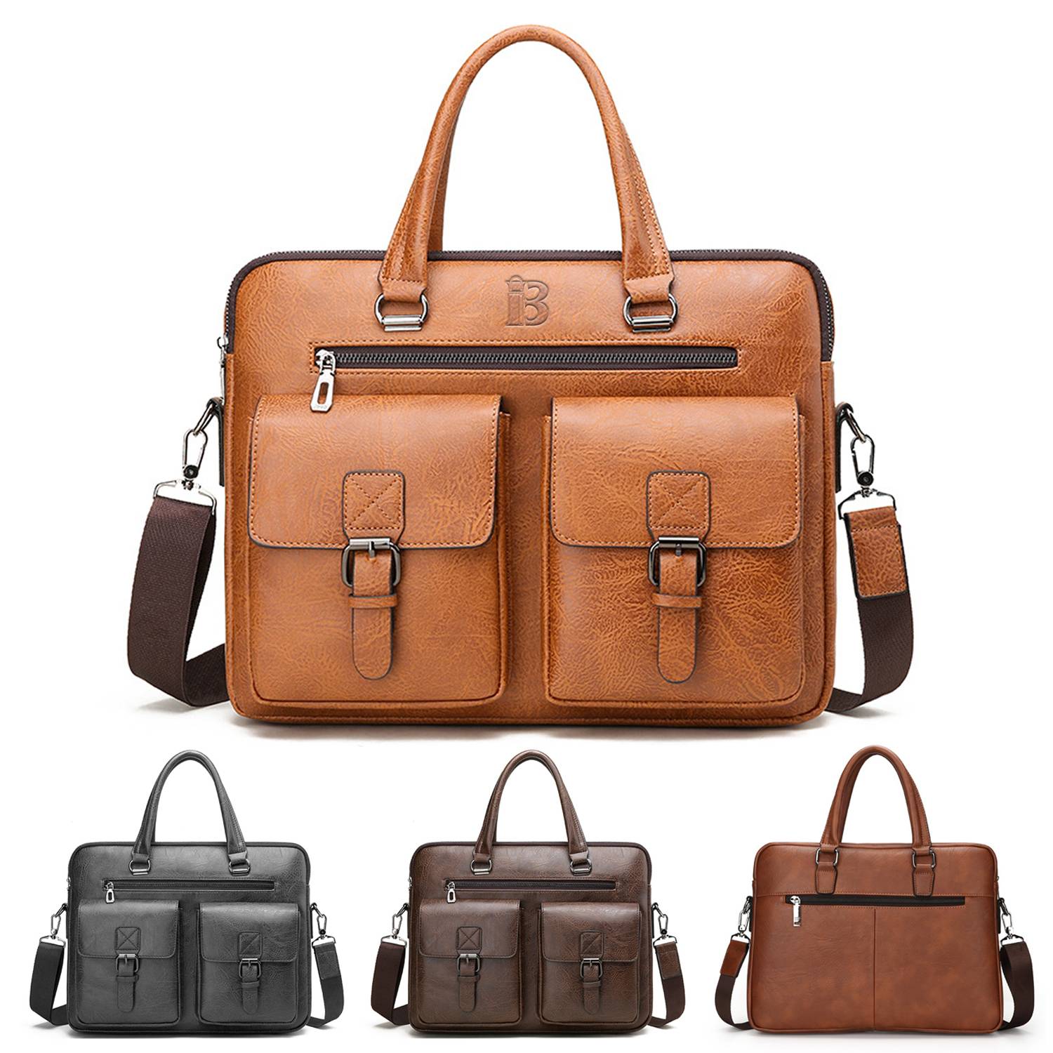 PU Leather Handheld Computer Crossbody Bag