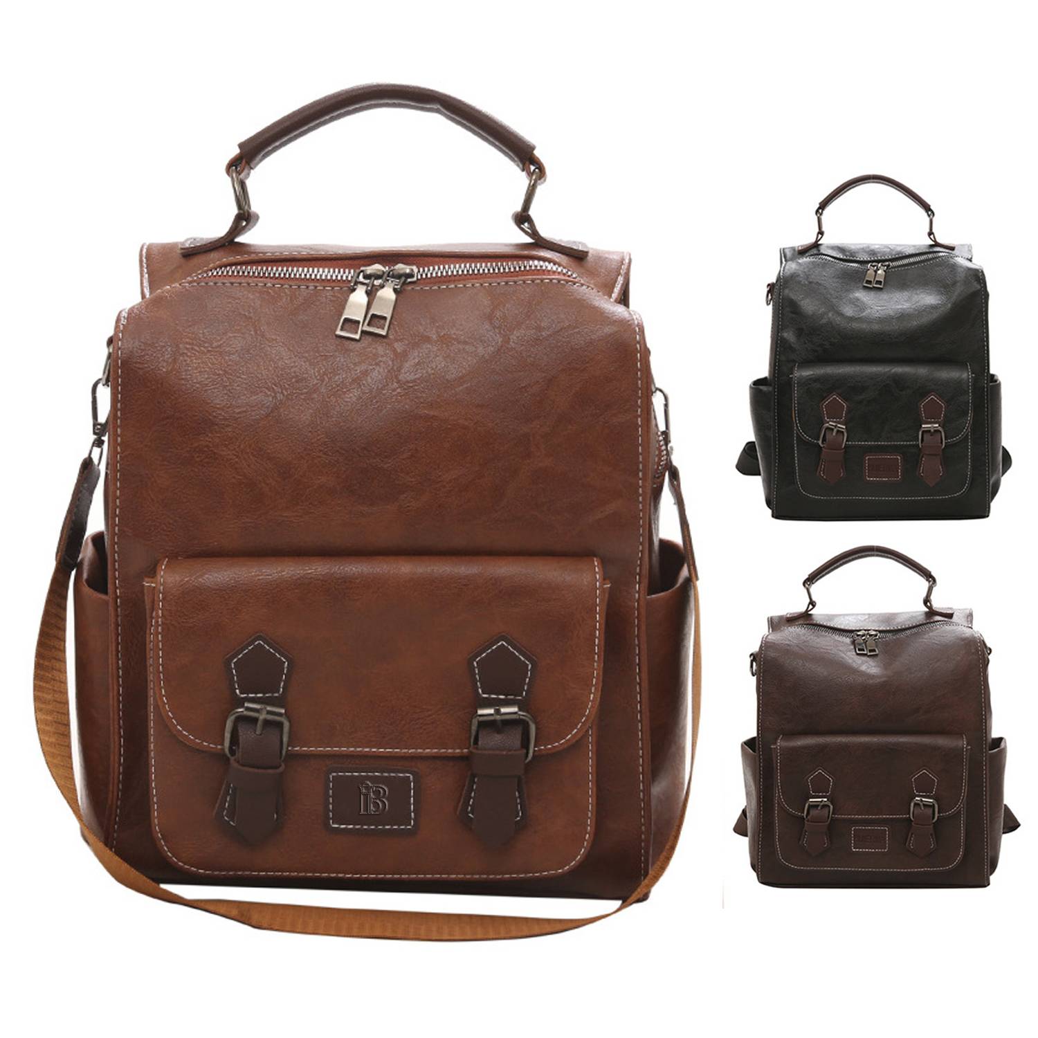 Pu Leather Retro Shoulder Bag Backpack