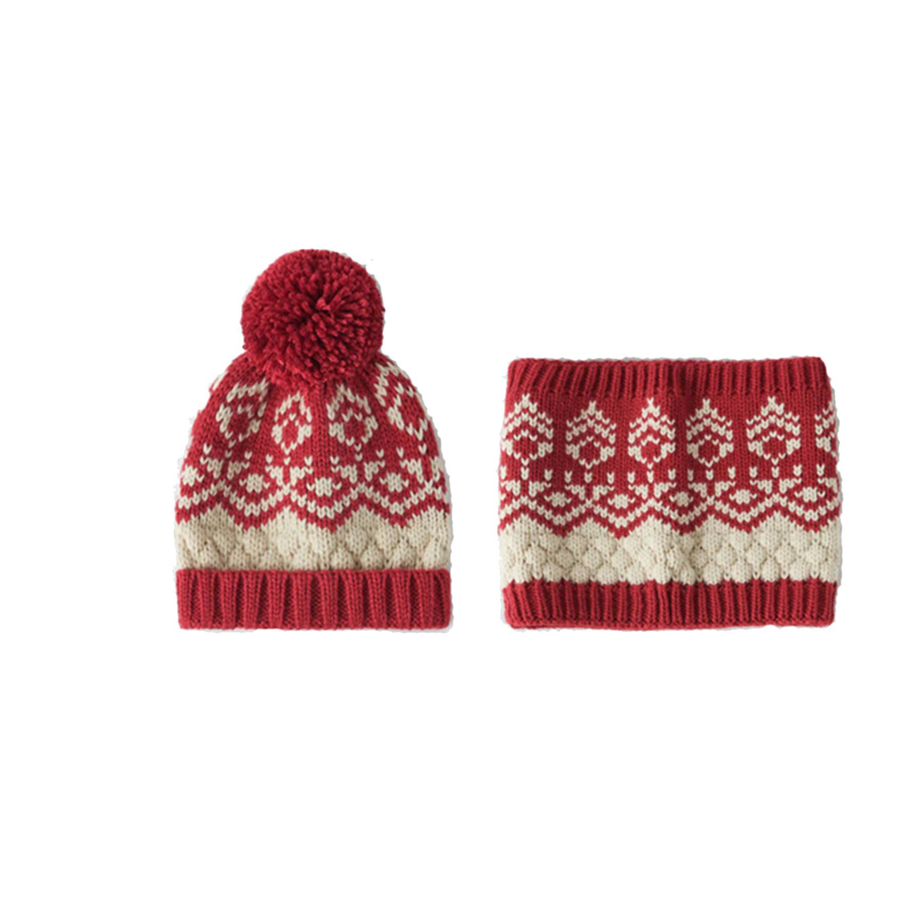 Christmas knitted hat neck bib two-piece for Girls and Boys 3