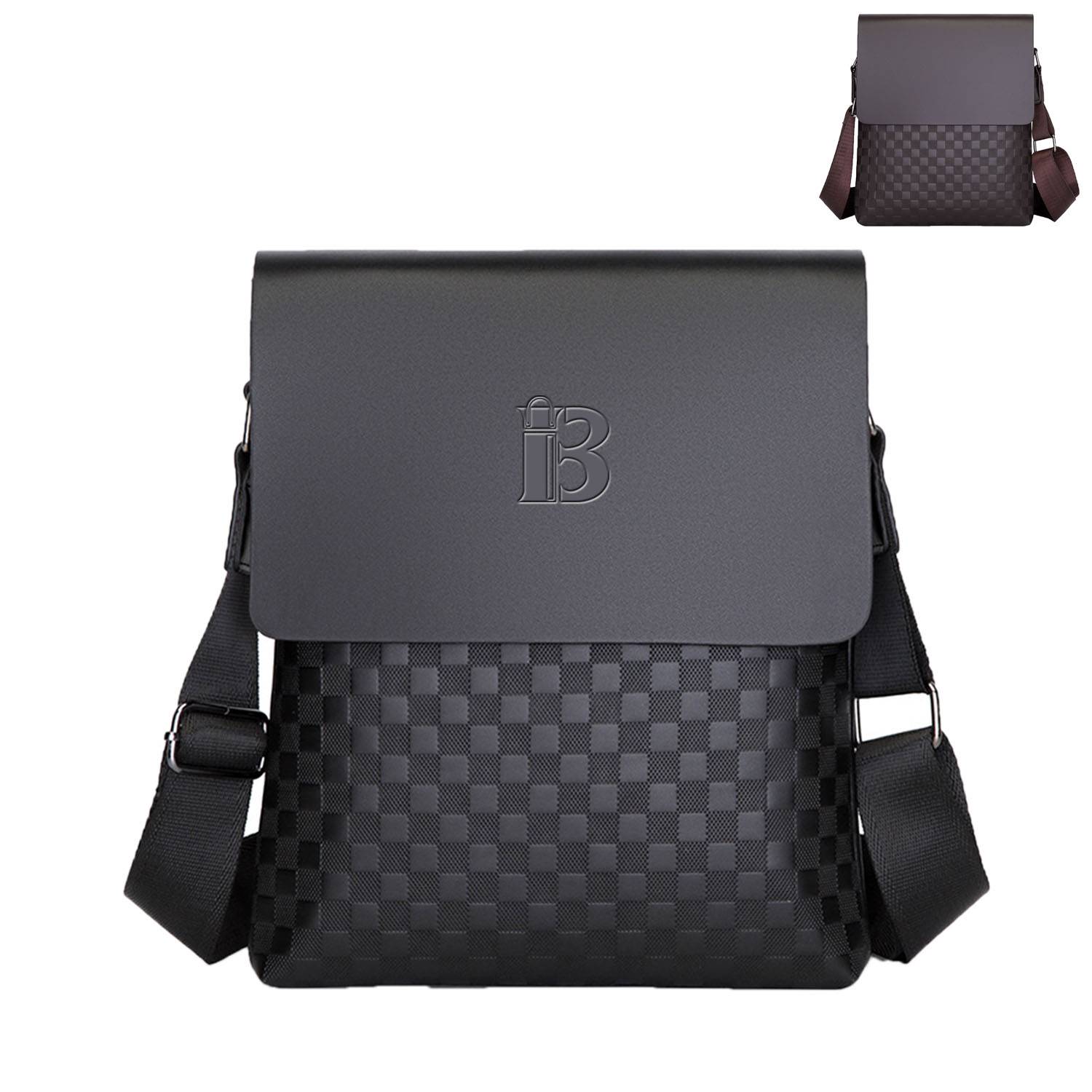 PU leather outdoor business men's crossbody bag