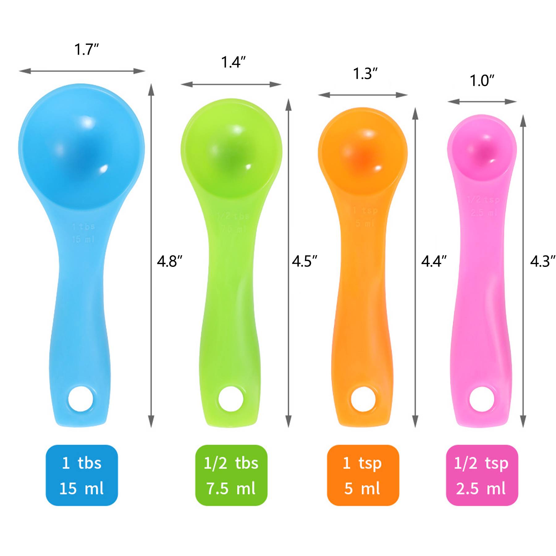 Colorful Measuring Plastic Spoons 4-Piece Set 5