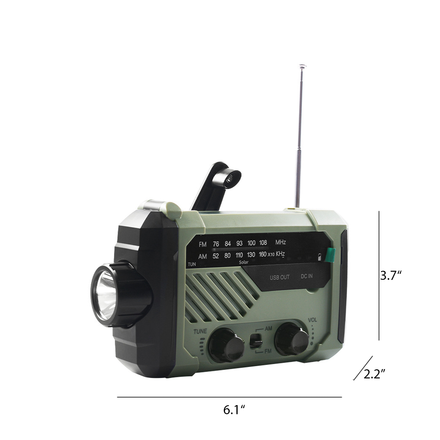 2000mAh Hand Crank USB Solar Emergency Radio w/ Flashlight 6