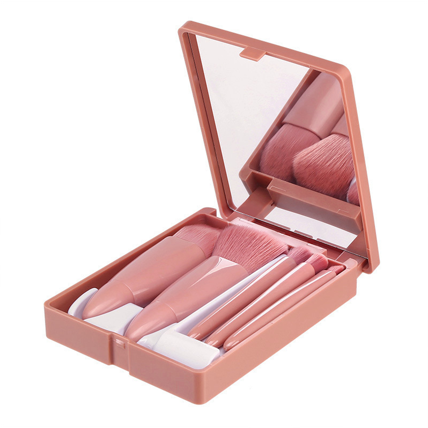 5PCS Portable Travel Makeup Brush Set w/ Mirror 2