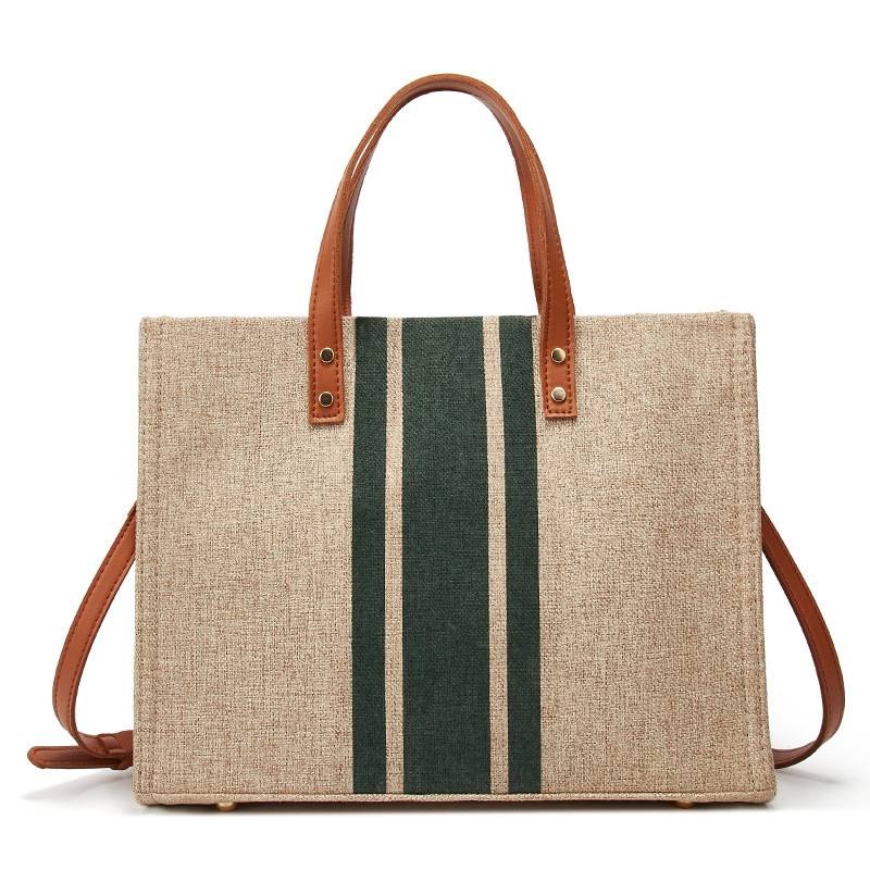 Woven Label Straw Tote Bag With Leather Belt 4