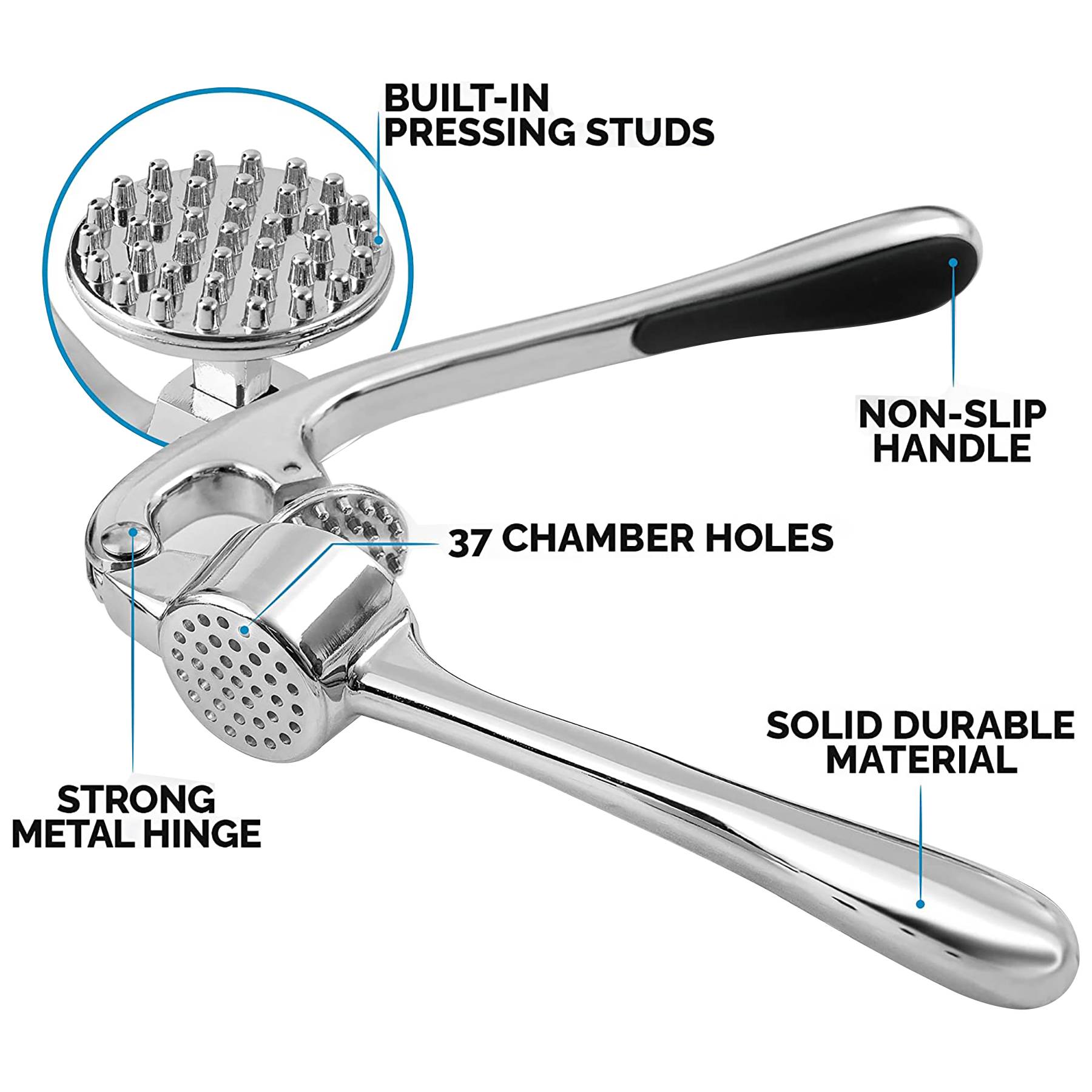 Efficient 37-Spike Stainless Steel Garlic Press 4