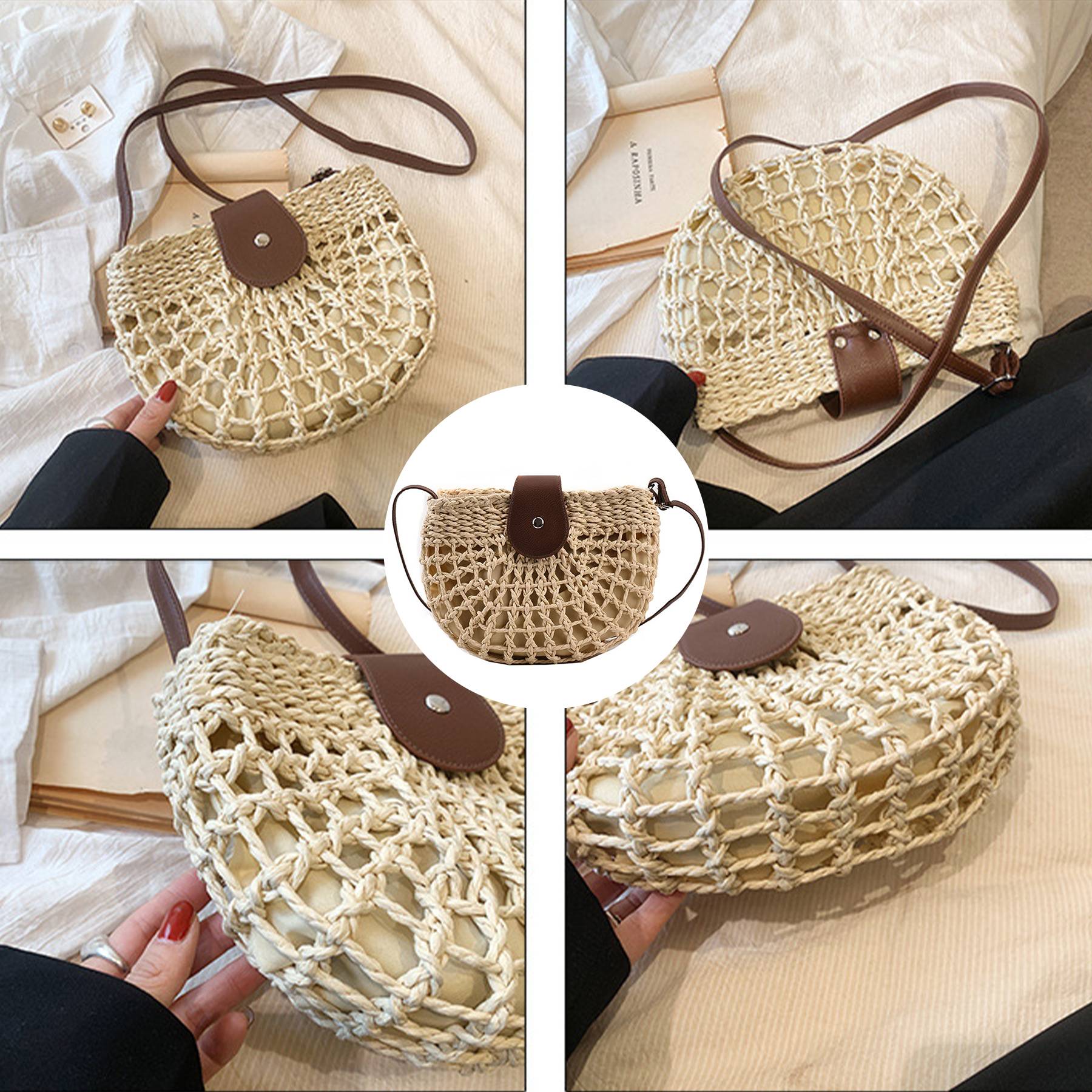 Jute Summer minimalist straw cross-body bag 3