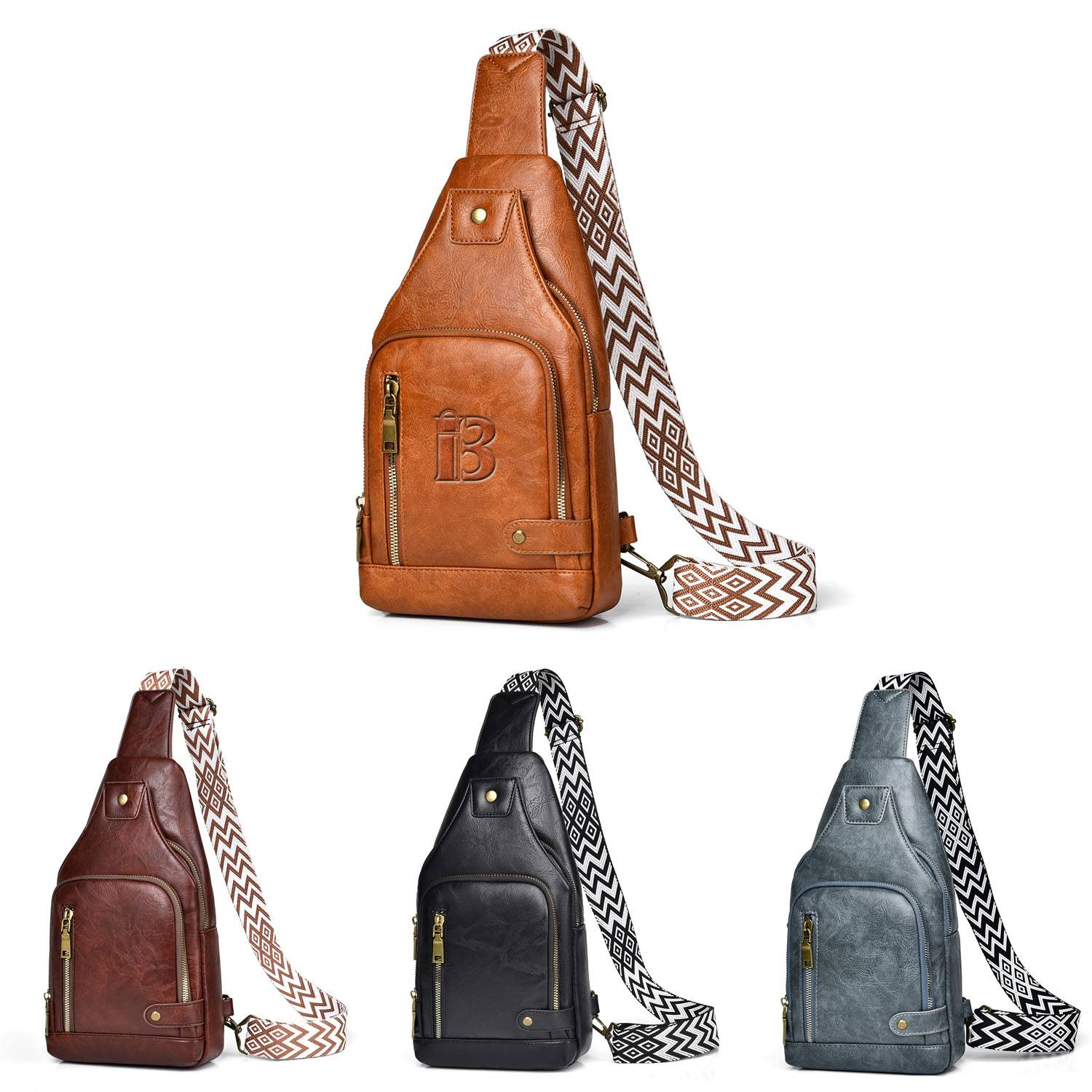 PU Leather Crossbody Chest Bag For Man
