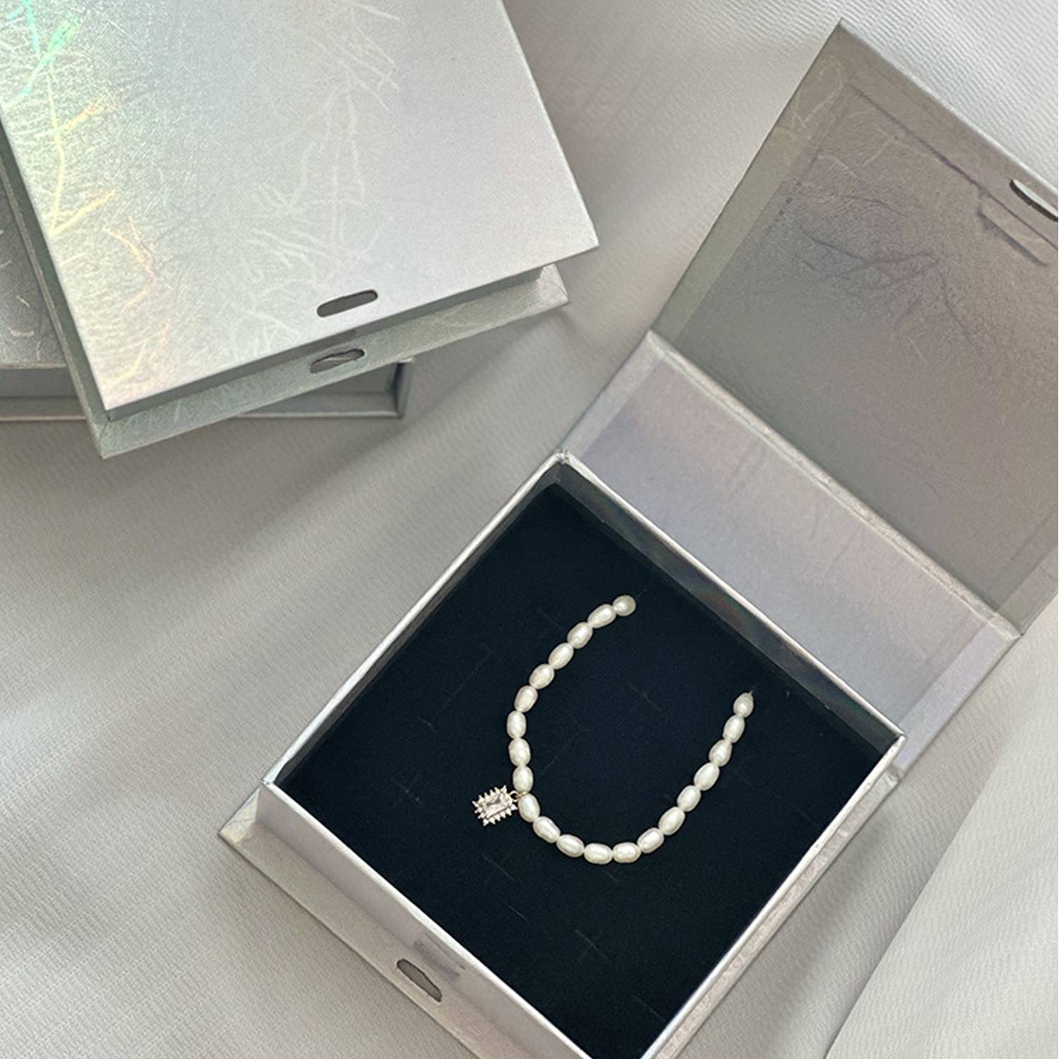 Metallic Silver Jewelry Gift Box 7
