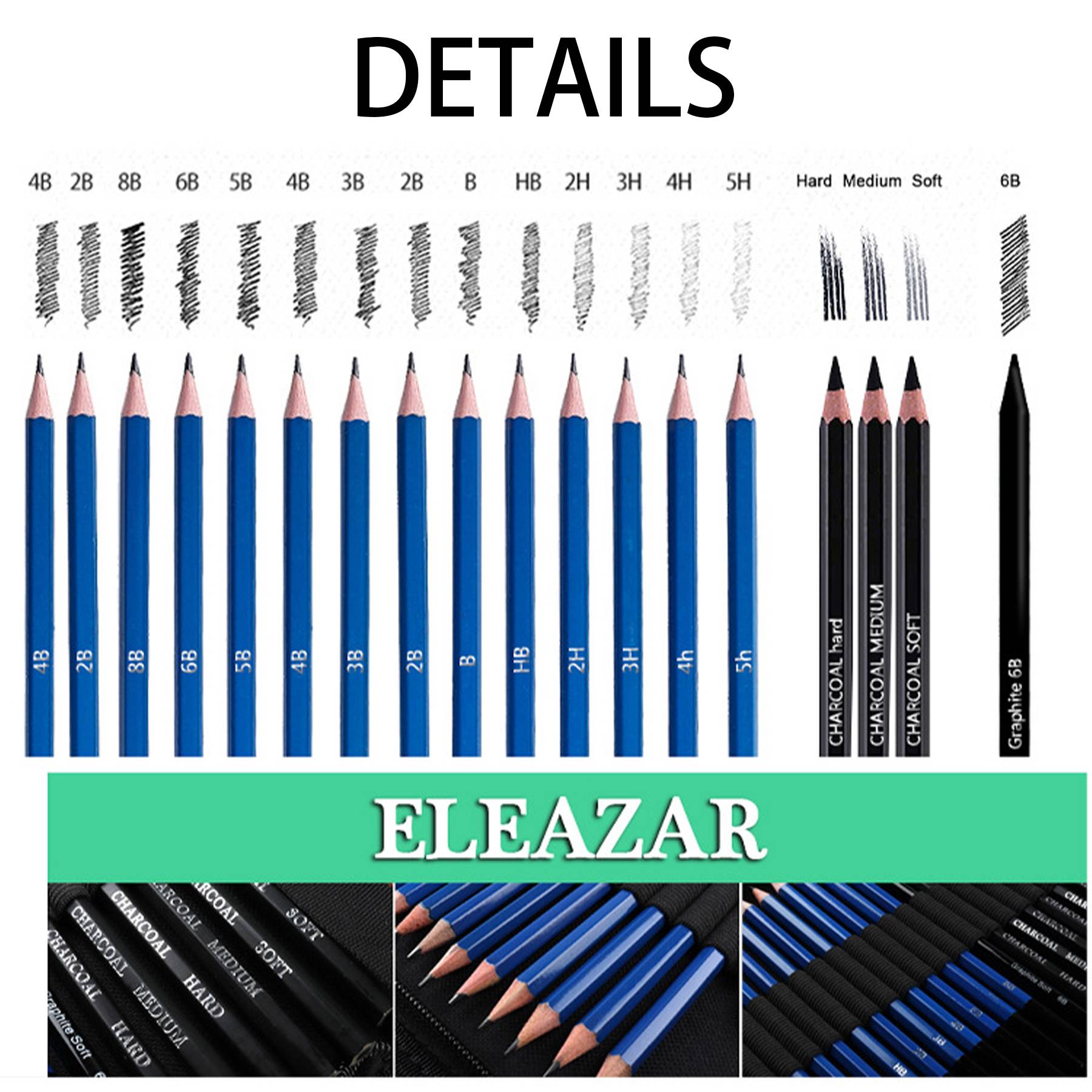 Wood 35-piece fine art sketch pencil set 3