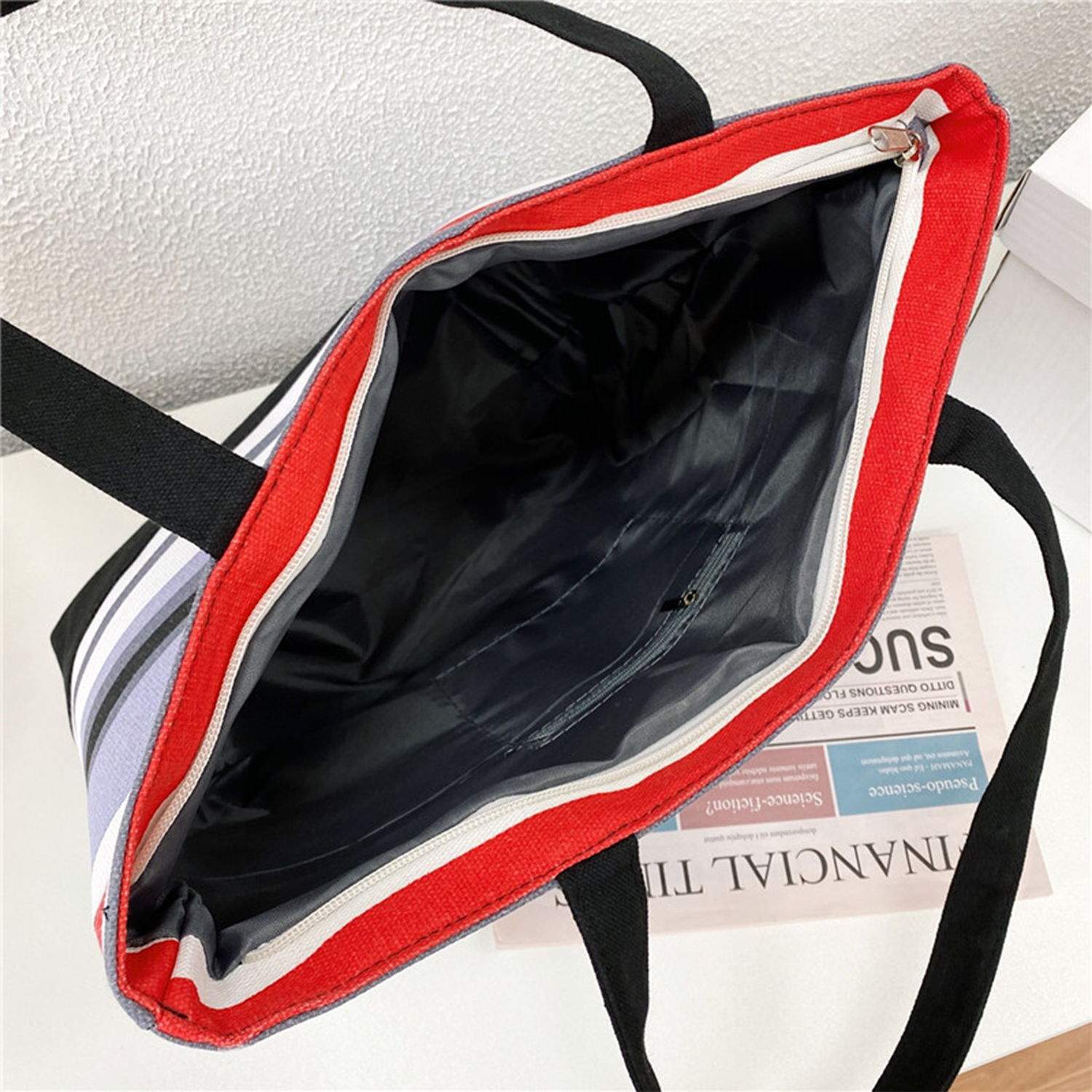 Coloured striped canvas tote bag 5