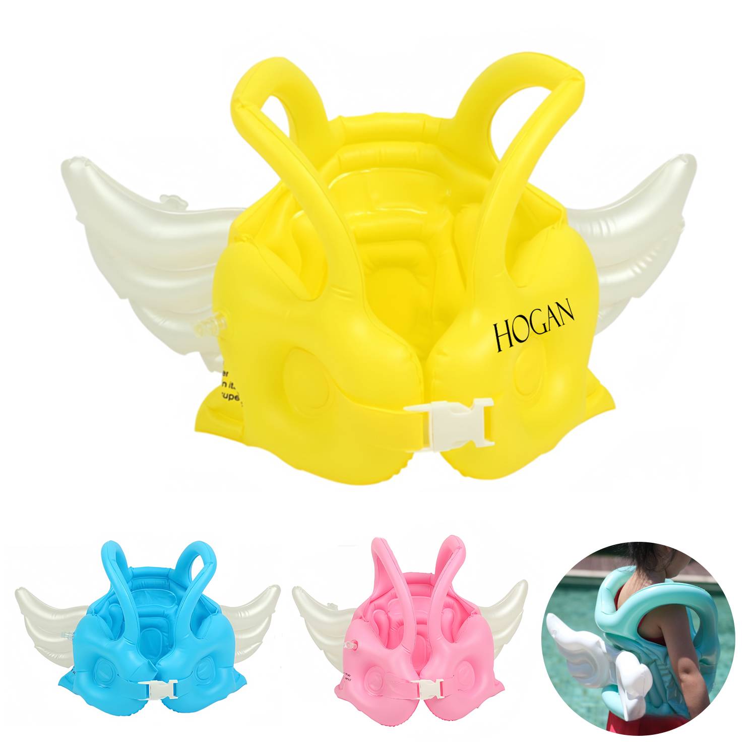 Children's cherub wings inflatable vest swimsuit