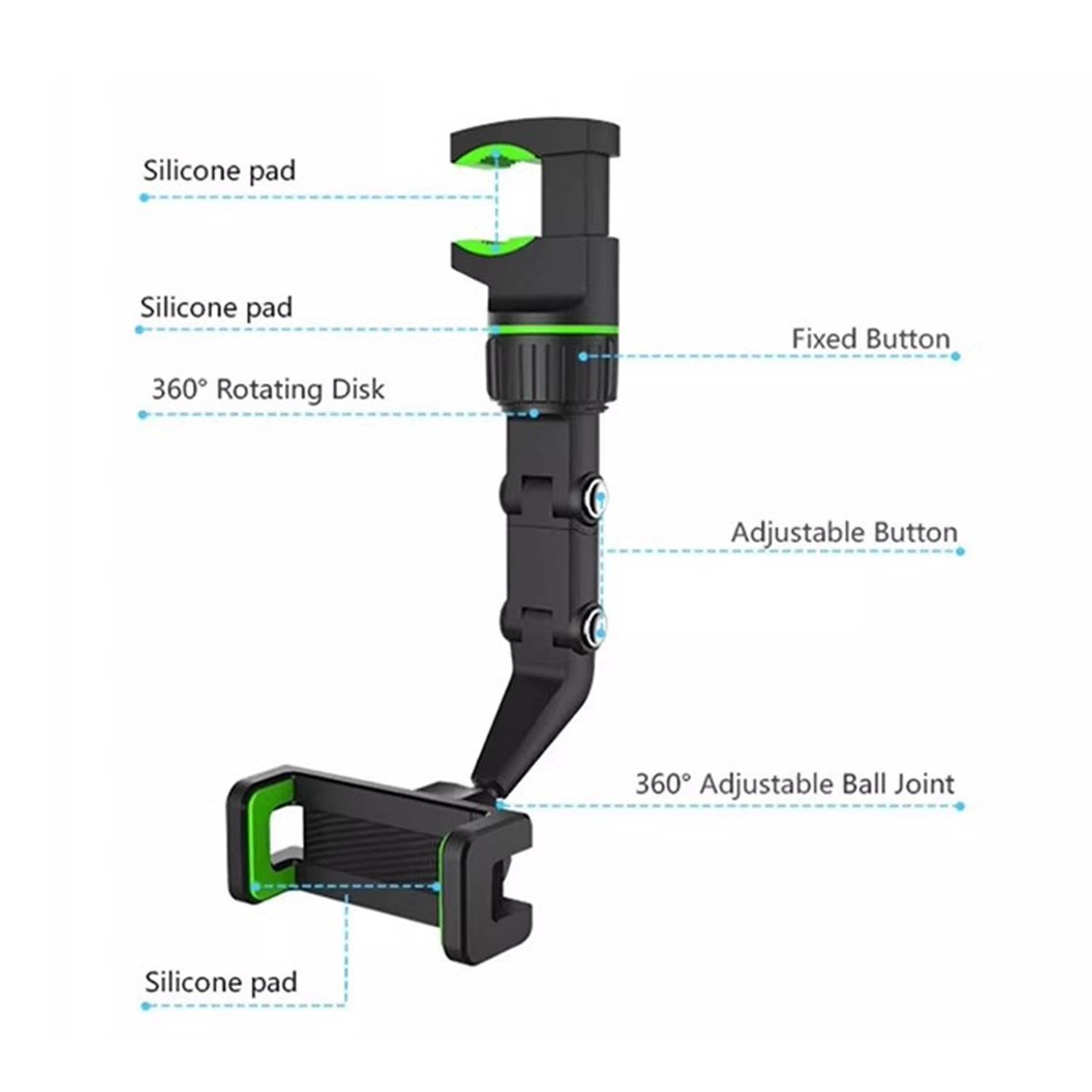 Rotating Car Rearview Mirror Phone Holder 3