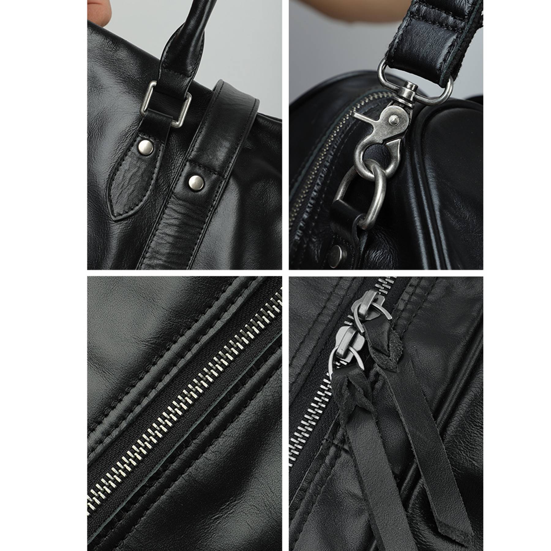 Oversized Genuine Leather Travel Duffel Bag With Shoe Pouch 1