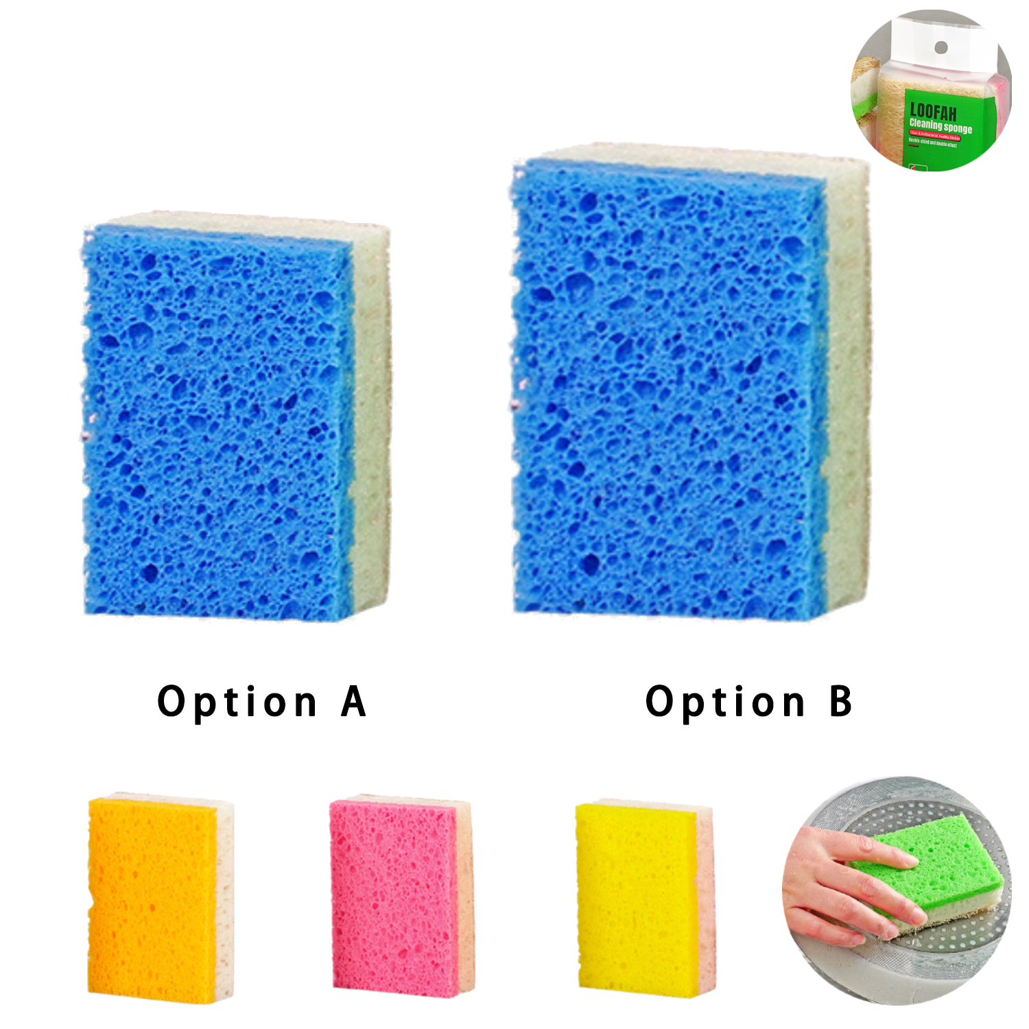 Kitchen Double Sided Loofah Wood Pulp Cotton Cleaning Sponge 9