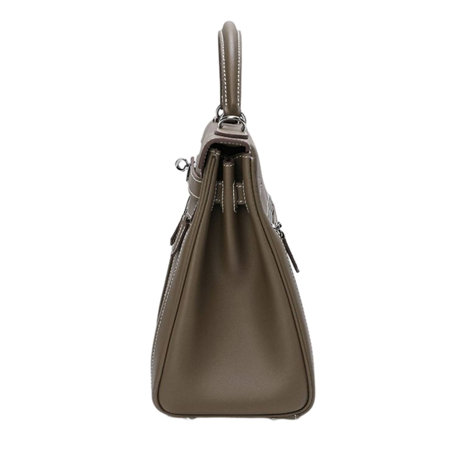 Retro double pocket zipper tote bag handbag 6