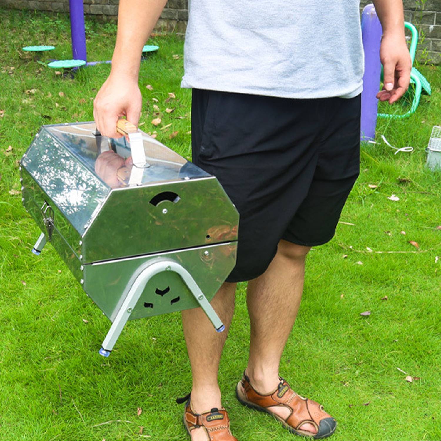 Double-Sided Portable Simple Charcoal Grill 4