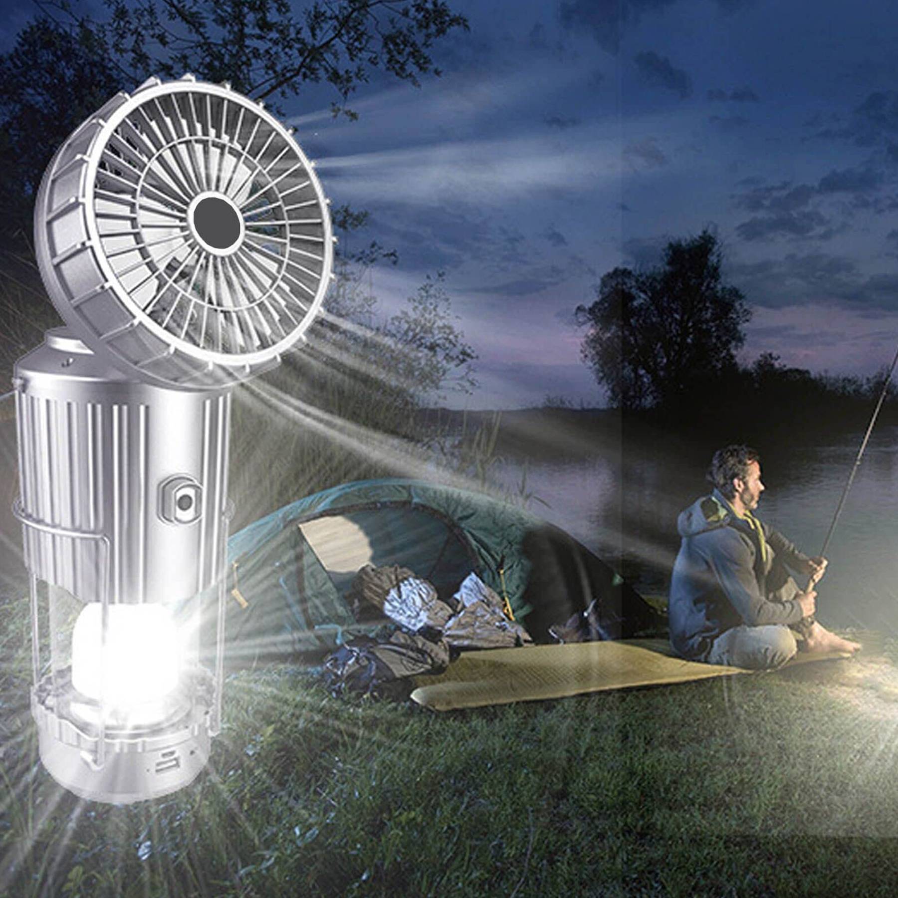 Solar & Battery Powered Camping Fan Lamp 4