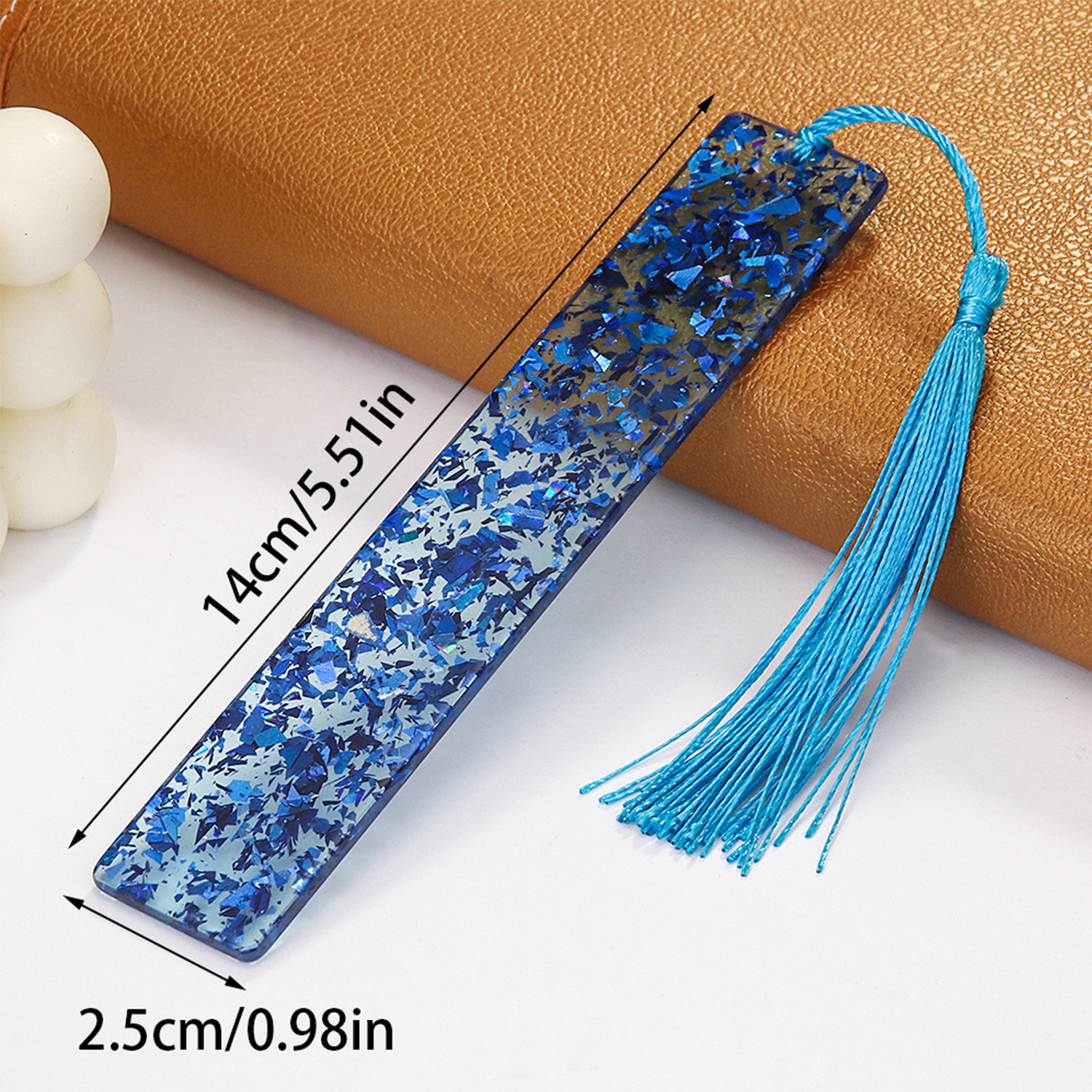 Glitter Rectangle Acrylic Tassel Bookmark 9
