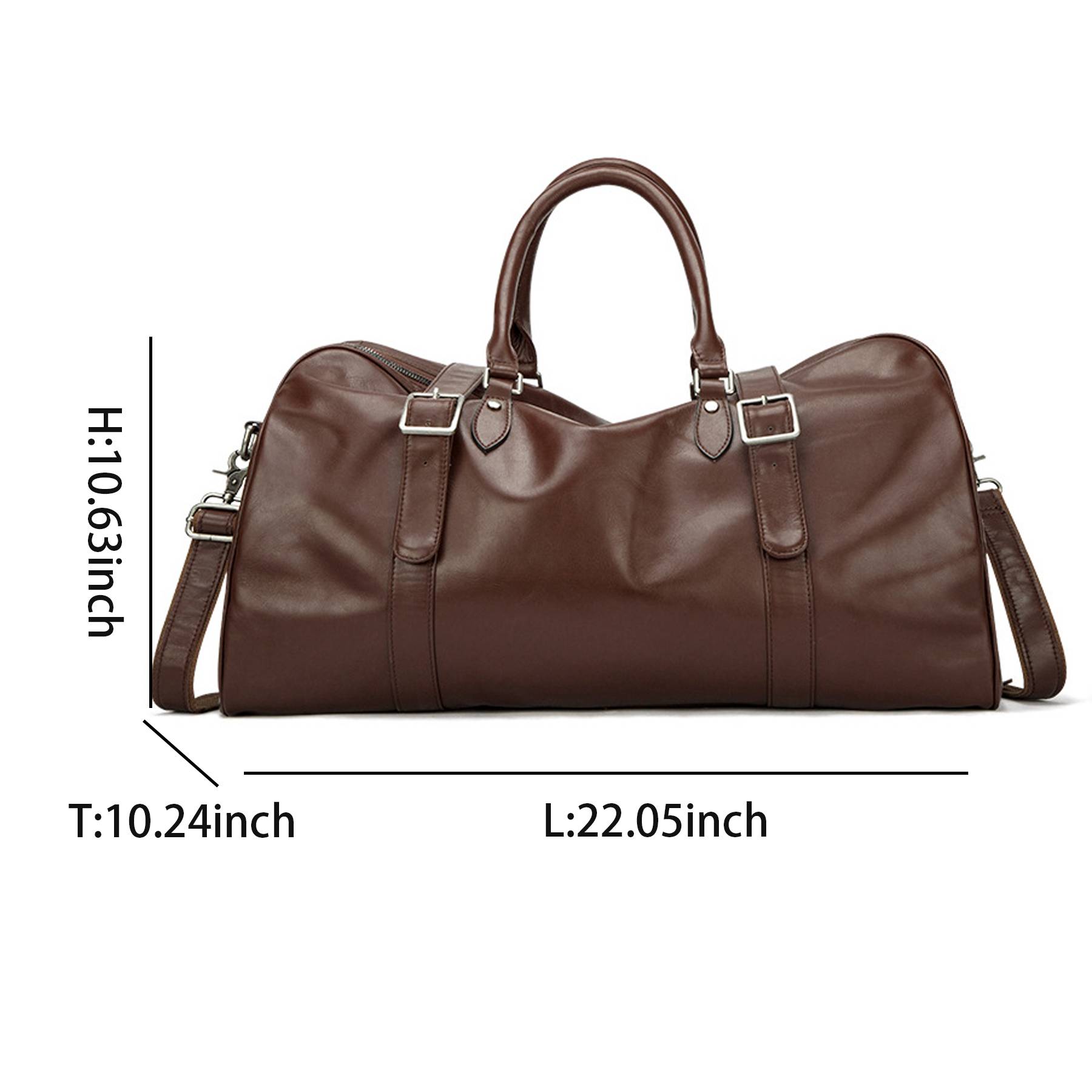 Oversized Genuine Leather Travel Duffel Bag With Shoe Pouch 5