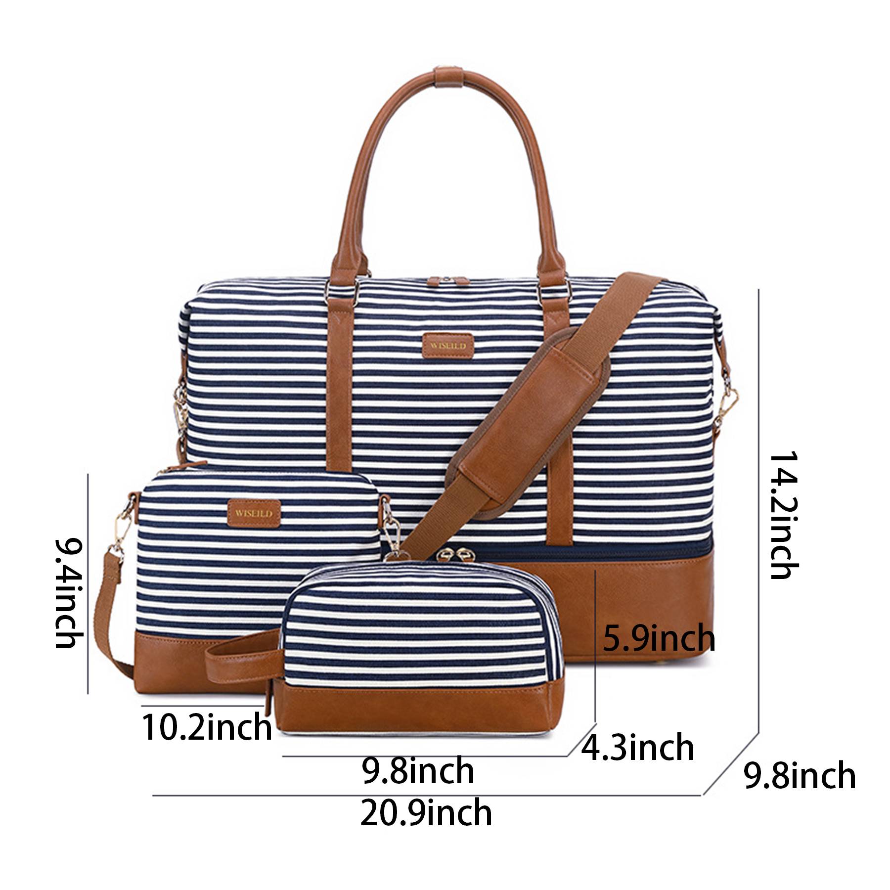 3in1 Polyester Travel Duffle Bag Set with Shoe Compartment 3