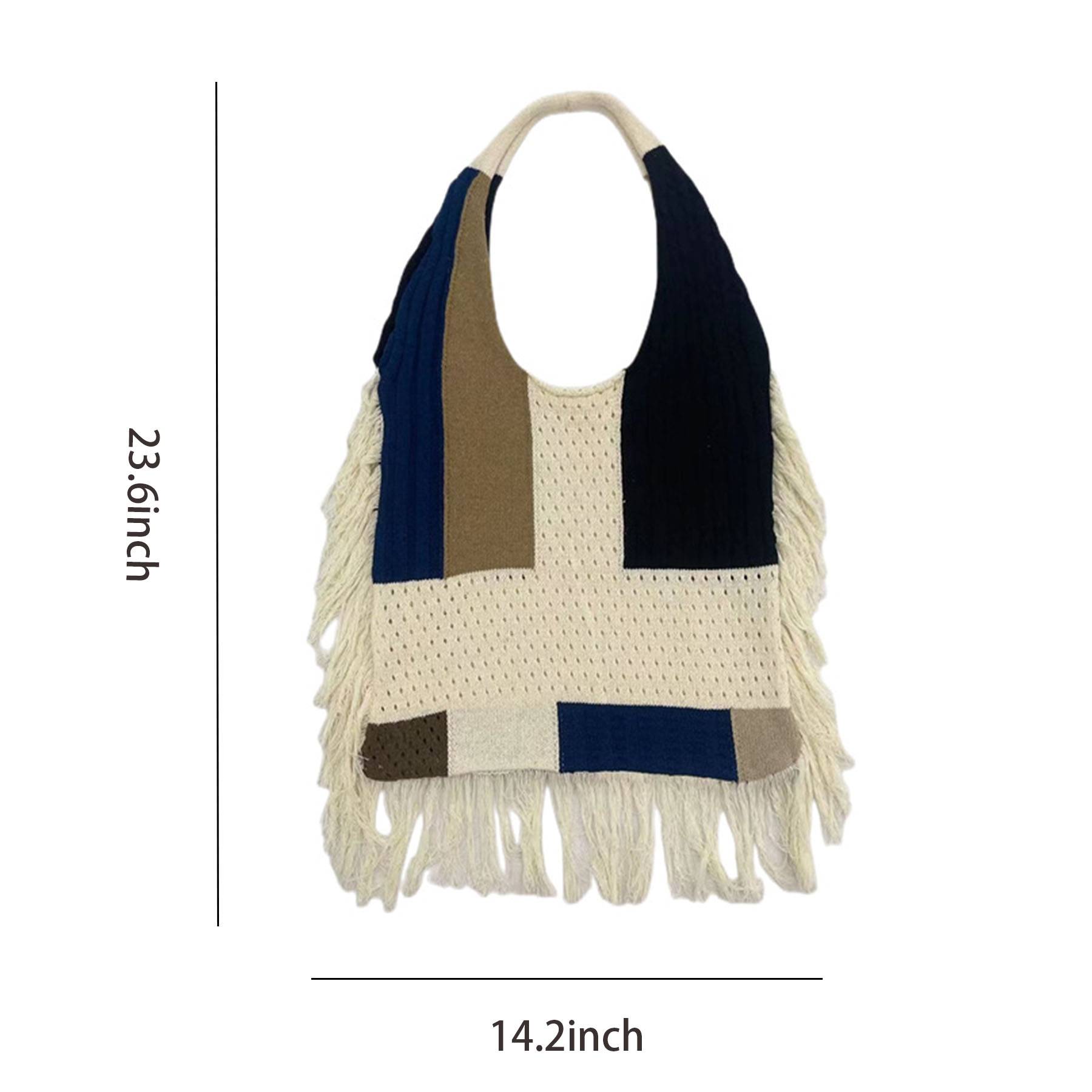 Polyester Multi-colored Knitted Tote Bag 4