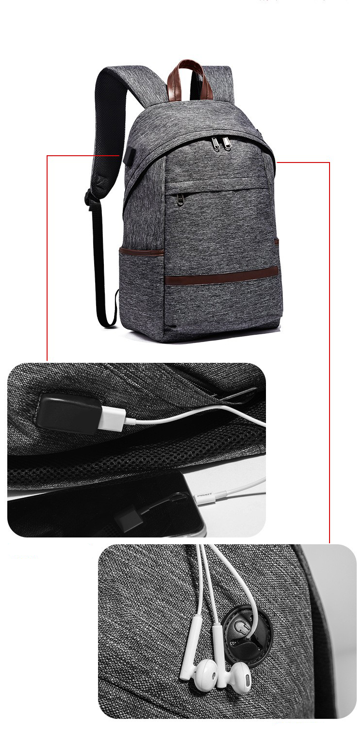 Anti-Theft Lightweight Casual Canvas Laptop Backpack 9