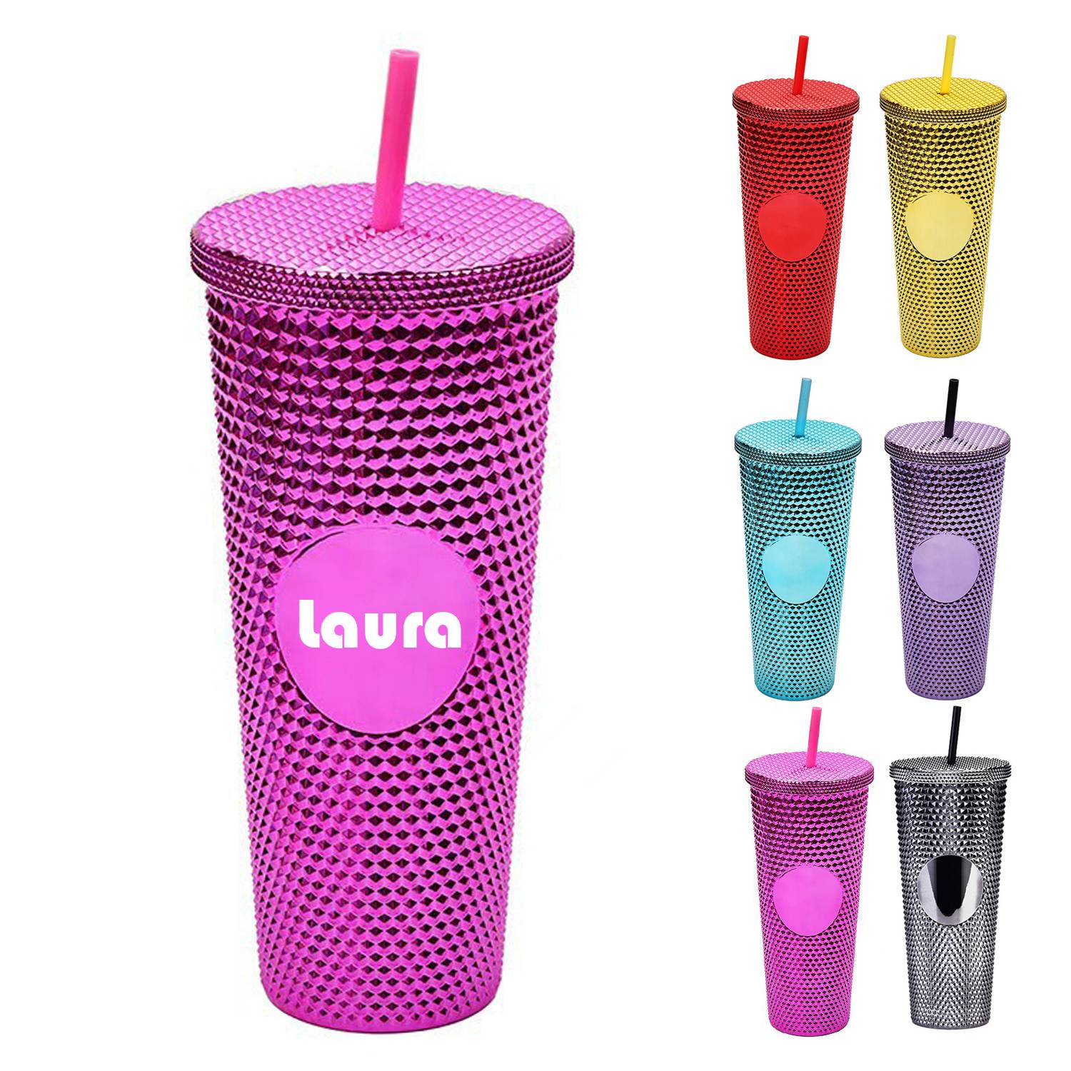 24oz Barbie Pink Plastic Durian Straw Cup