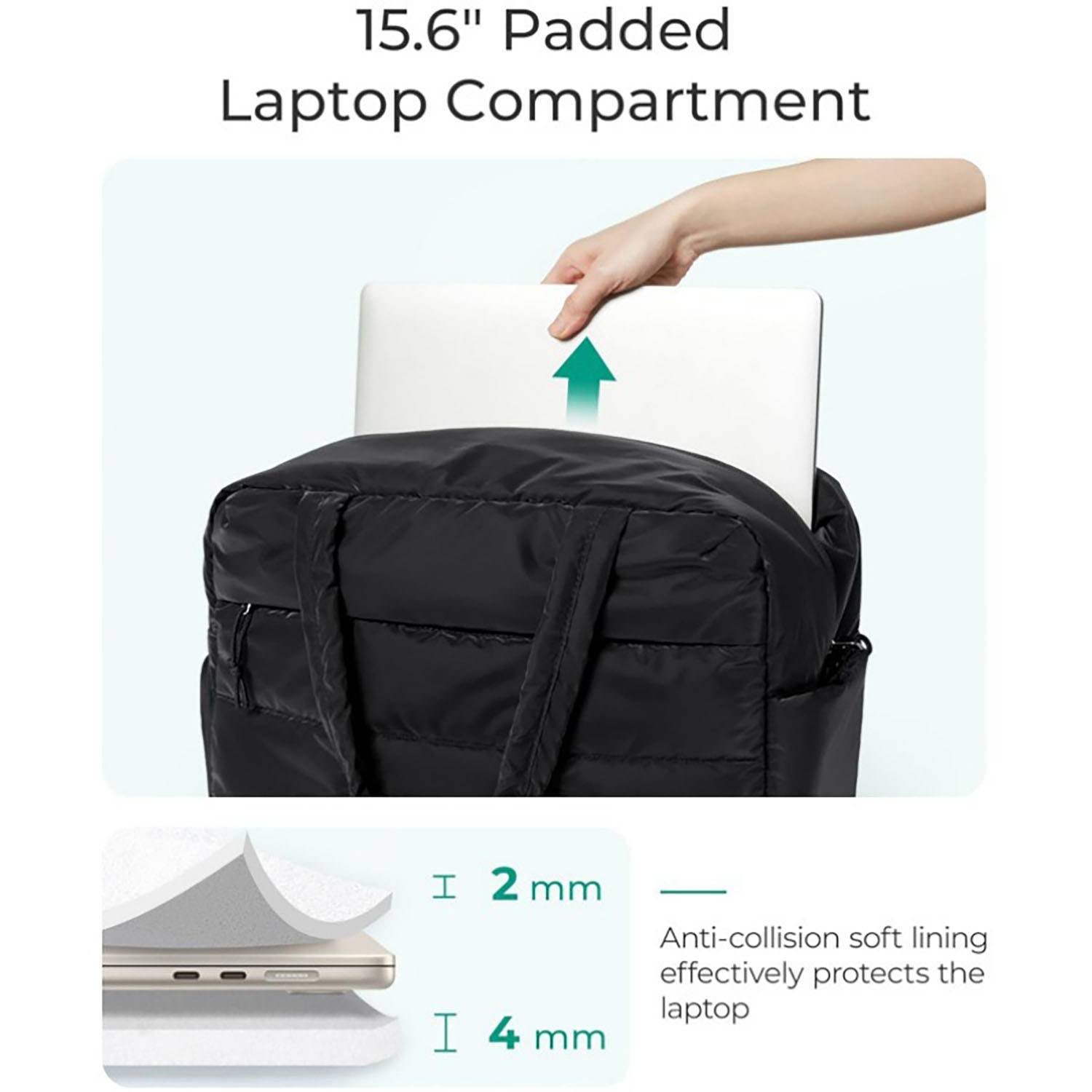 Quilted Nylon Fluffy Tote Bags W/ Shoe Compartment 2